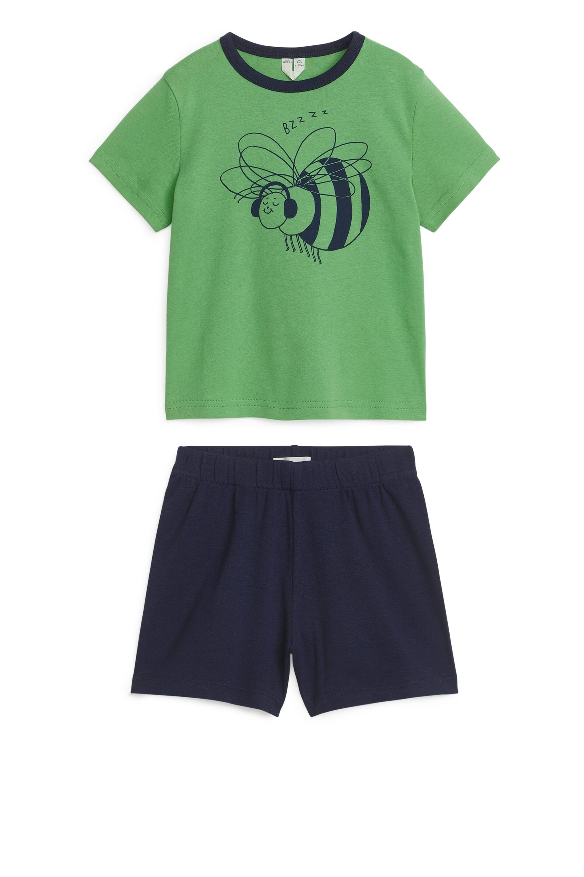 Ver imagem maior: Pijama curto em jersey - Green/Bumblebee - CRIANÇA | H&M PT 1