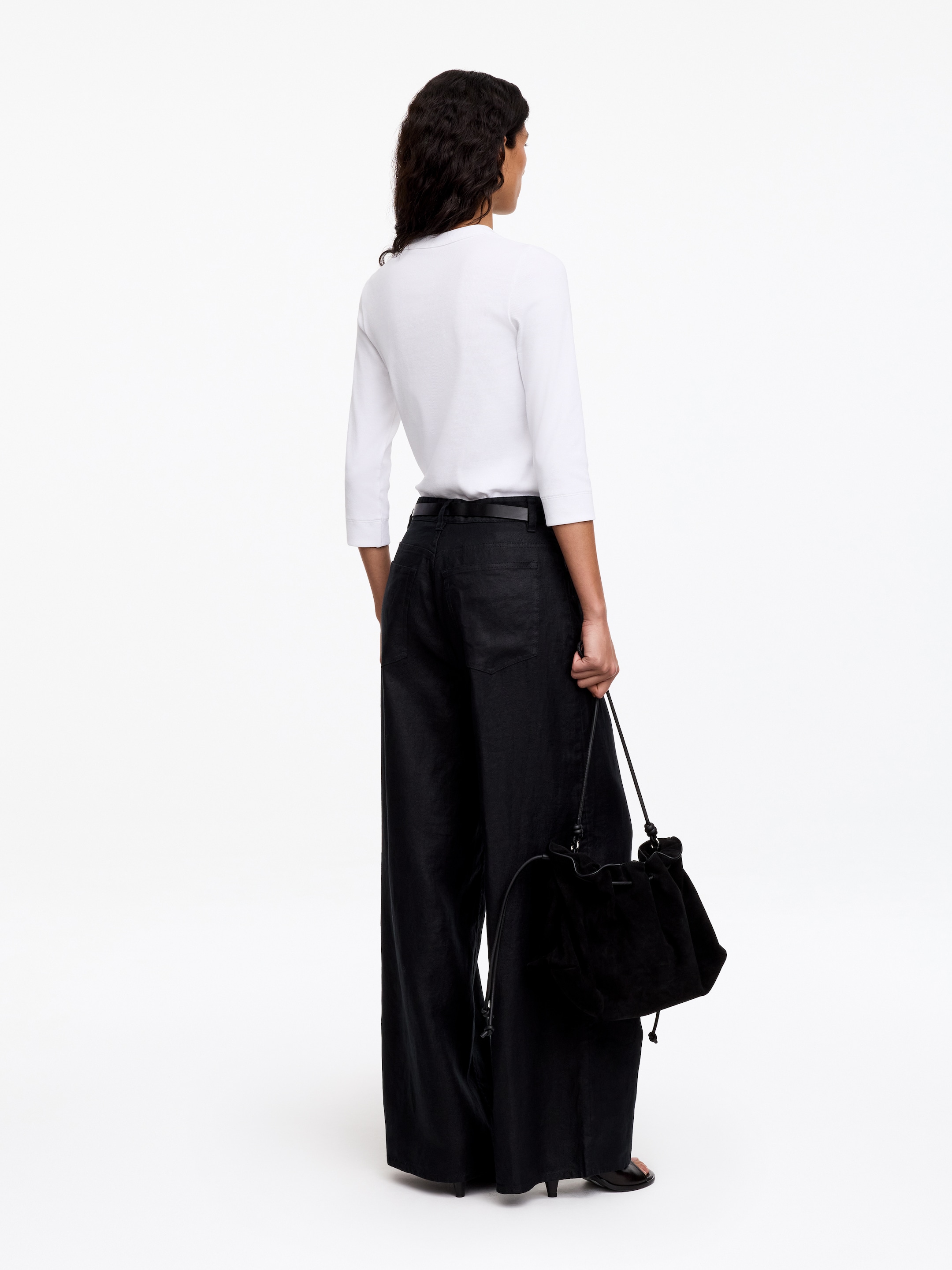 Slim Crop-Sleeve Rib T-shirt - White - Slim fit - Women - StillMedia/Lookbook - 11