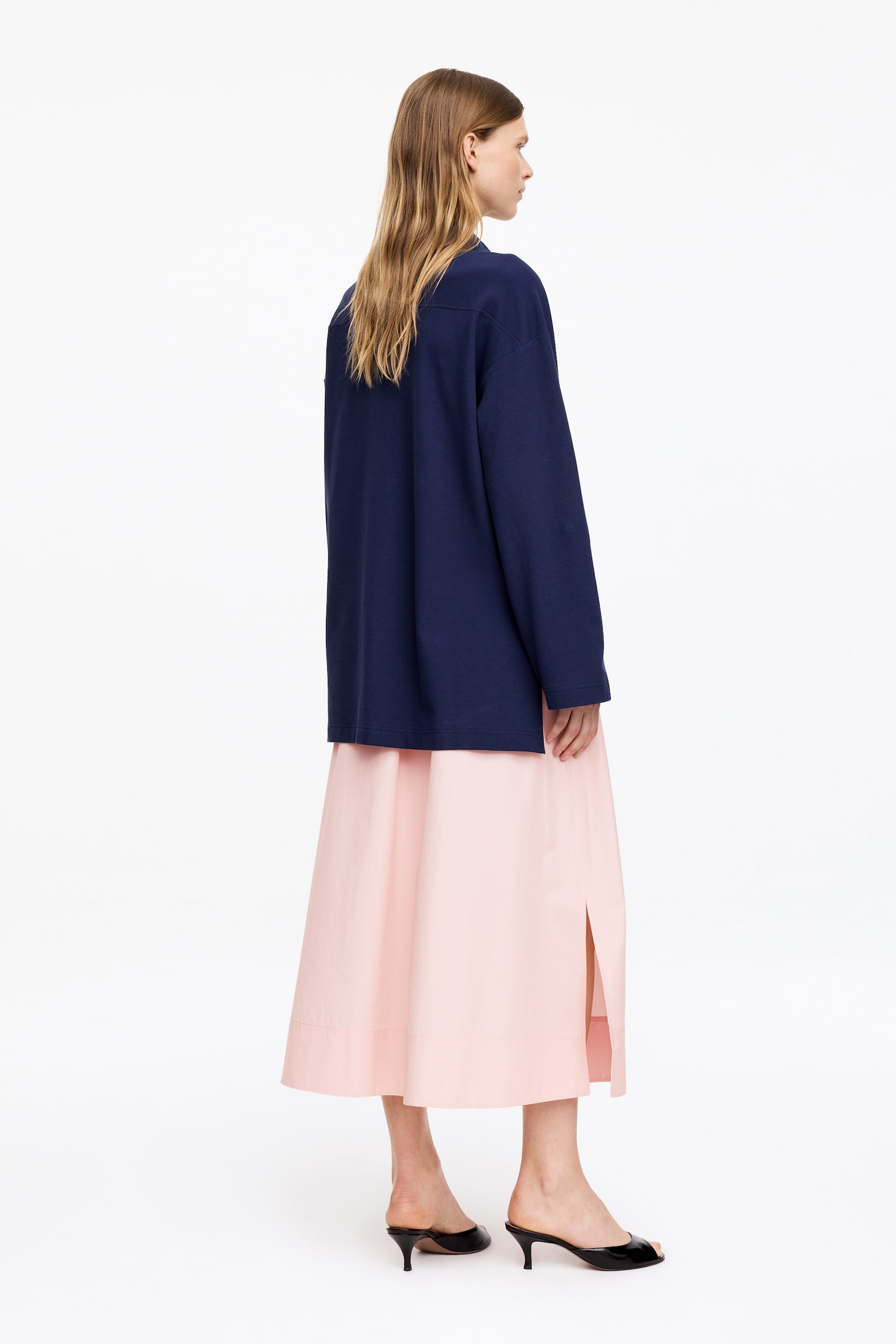 Jupe midi en coton - Rose/Bleu foncé - 3