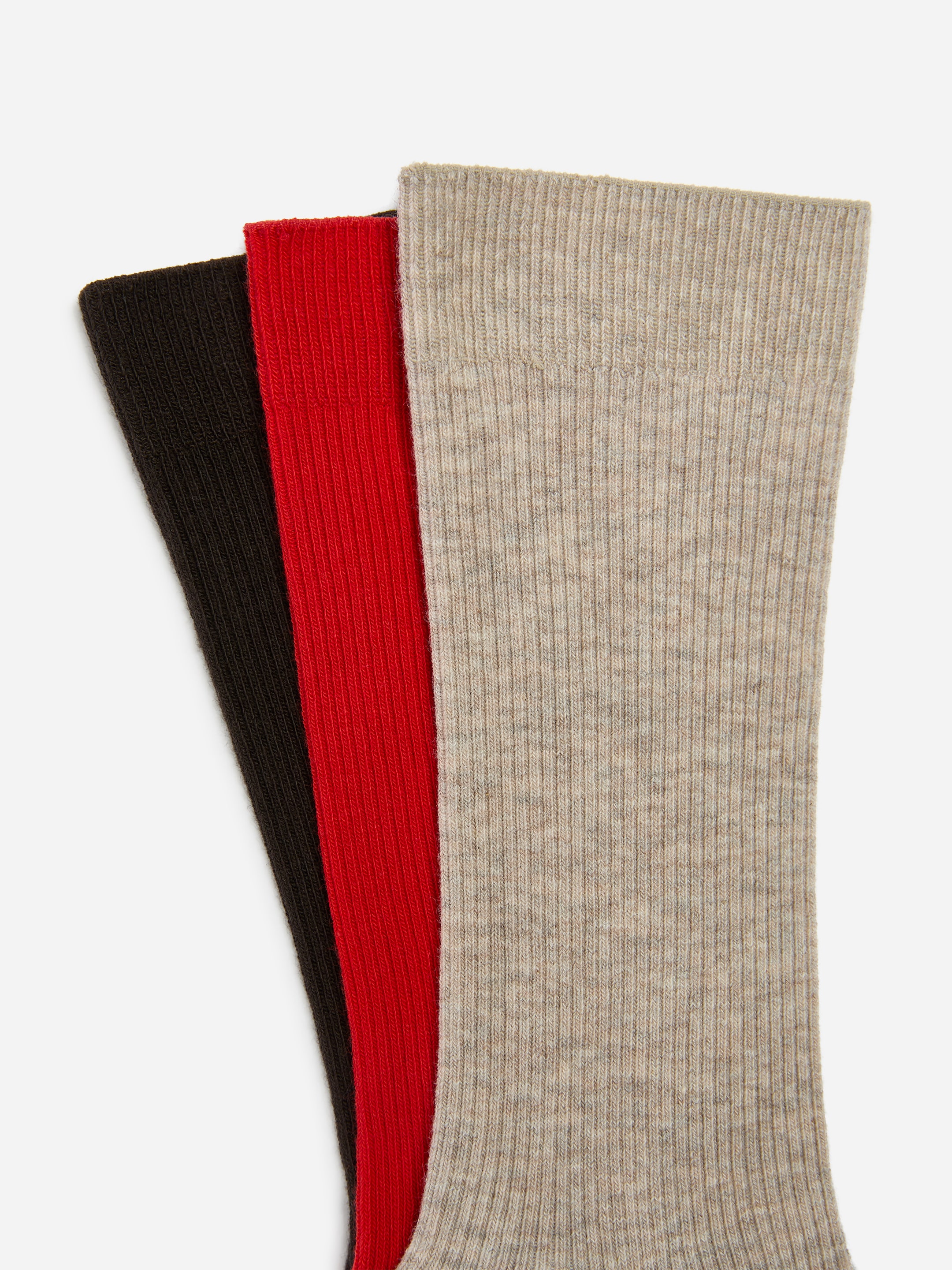 Juego de 3 calcetines de canalé de algodón - Gris oscuro/rojo/mezcla avena - Women - StillMedia/DescriptiveDetail - 1