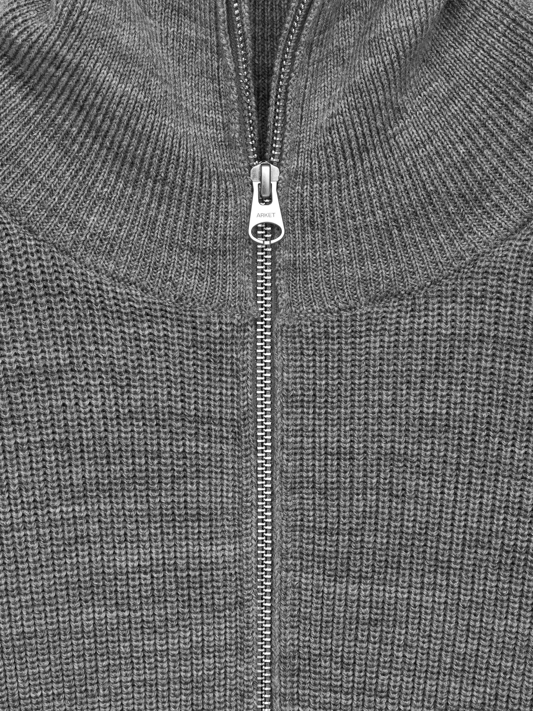 Wool-Cotton Zip Cardigan - Grey - Regular fit - Women - StillMedia/DescriptiveDetail - 1