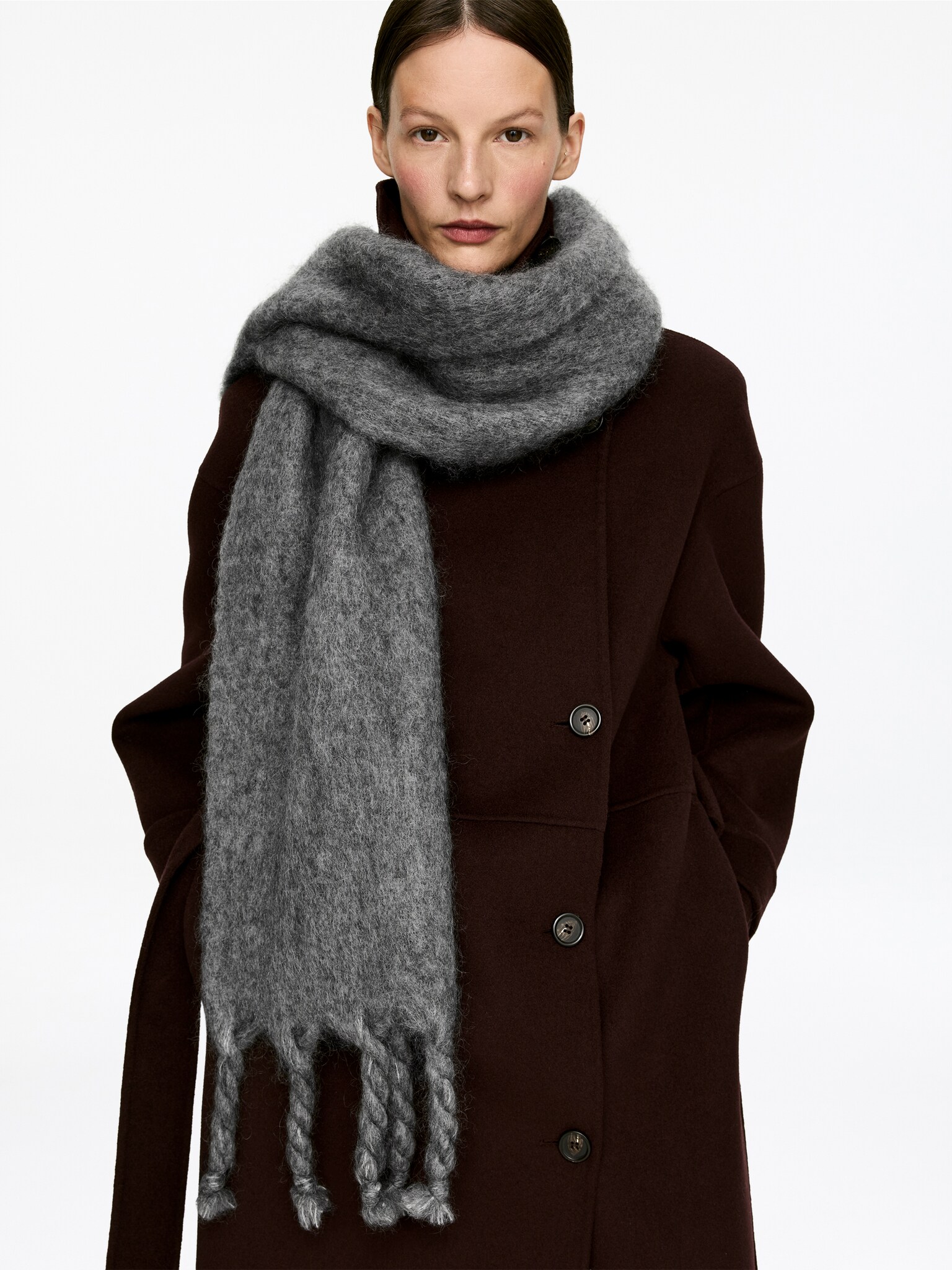 Écharpe en mohair et laine - gris/Violet - 1