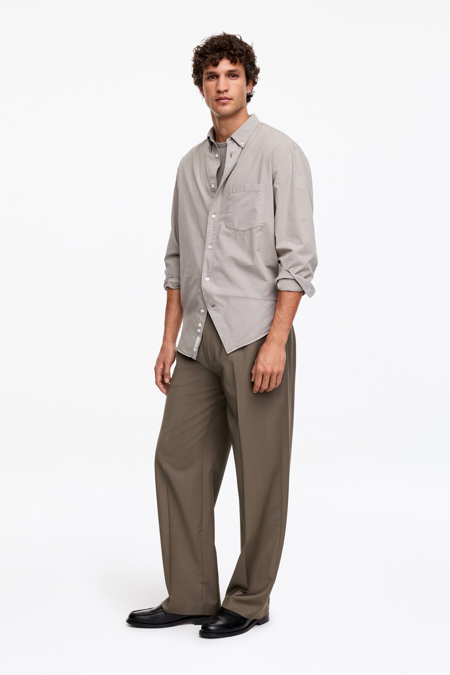 Pantalon ample à enfiler - Taupe/Noir - 3