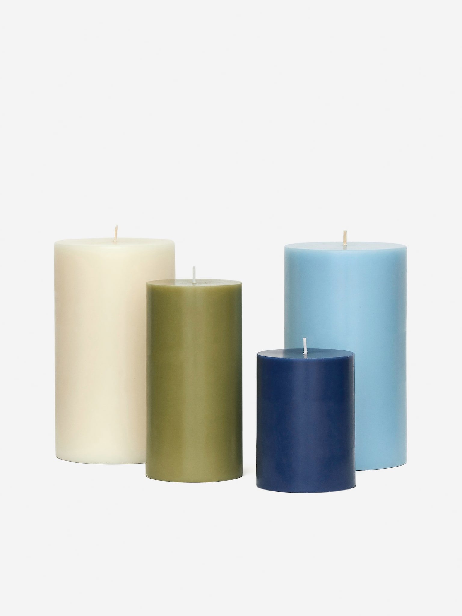 Blockljus 17,5 cm - Off-white/Grå/Vinröd/Ljusblå - 2