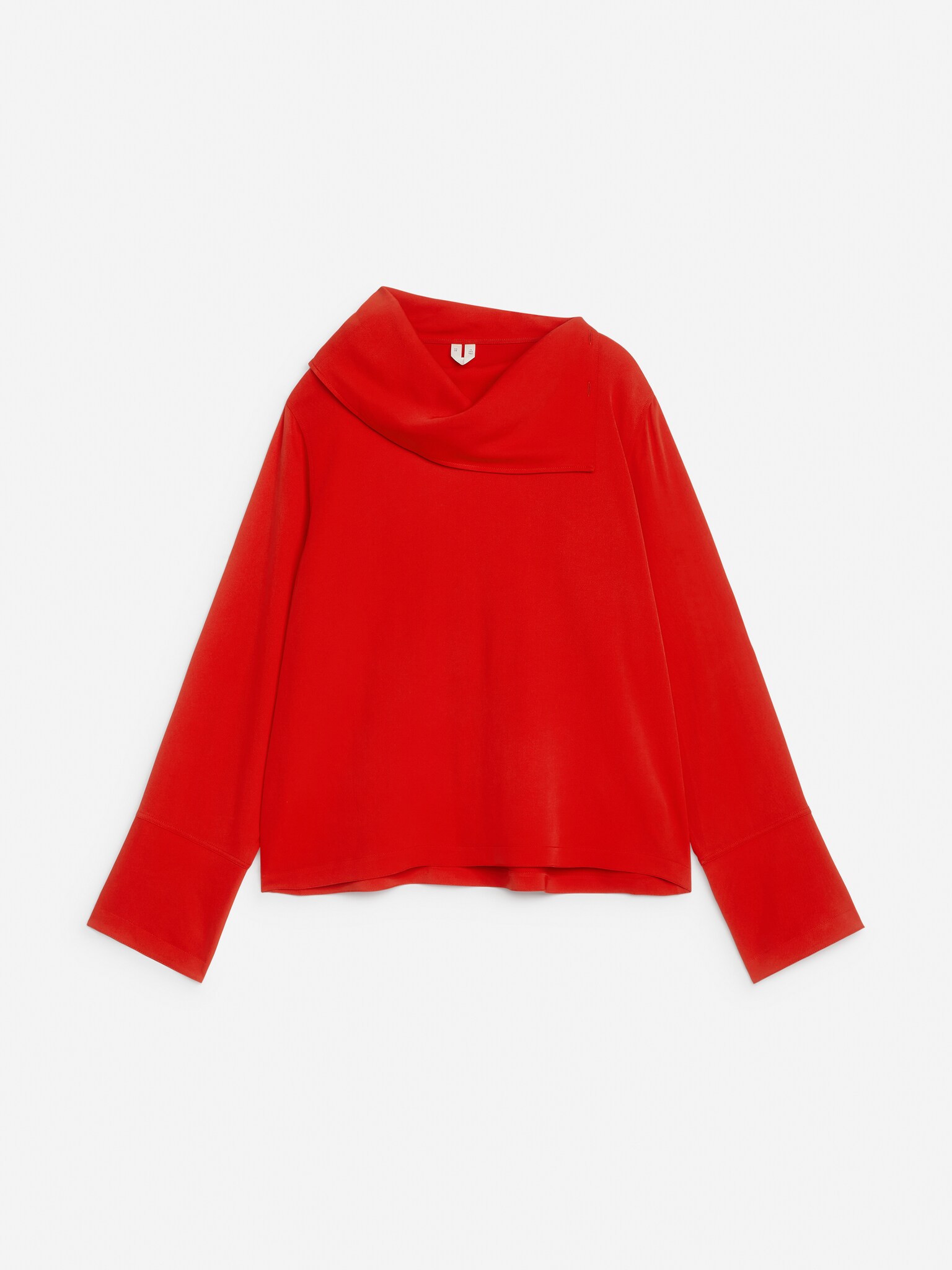 Fold-Collar Blouse - Red