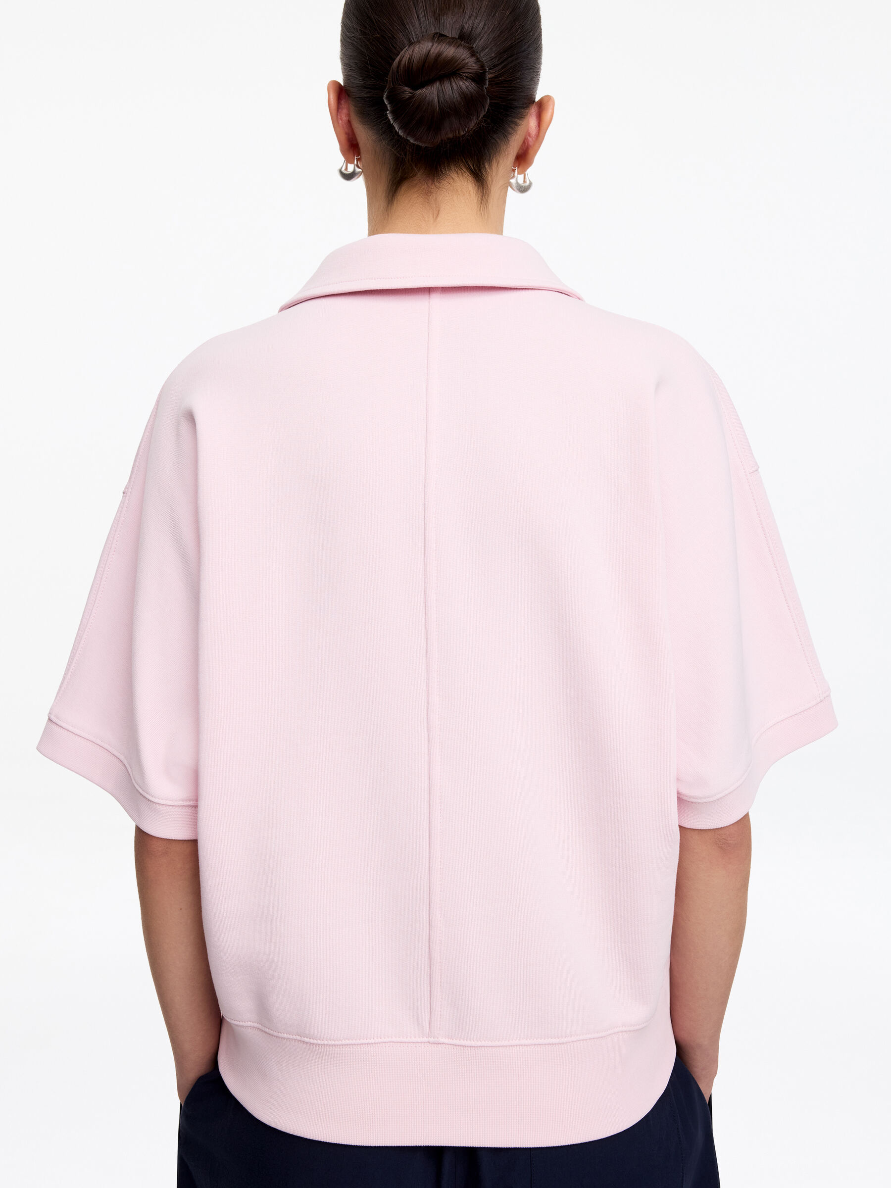 French Terry Polo Sweatshirt - Dusty pink - Regular fit - Women - StillMedia/Lookbook - 5