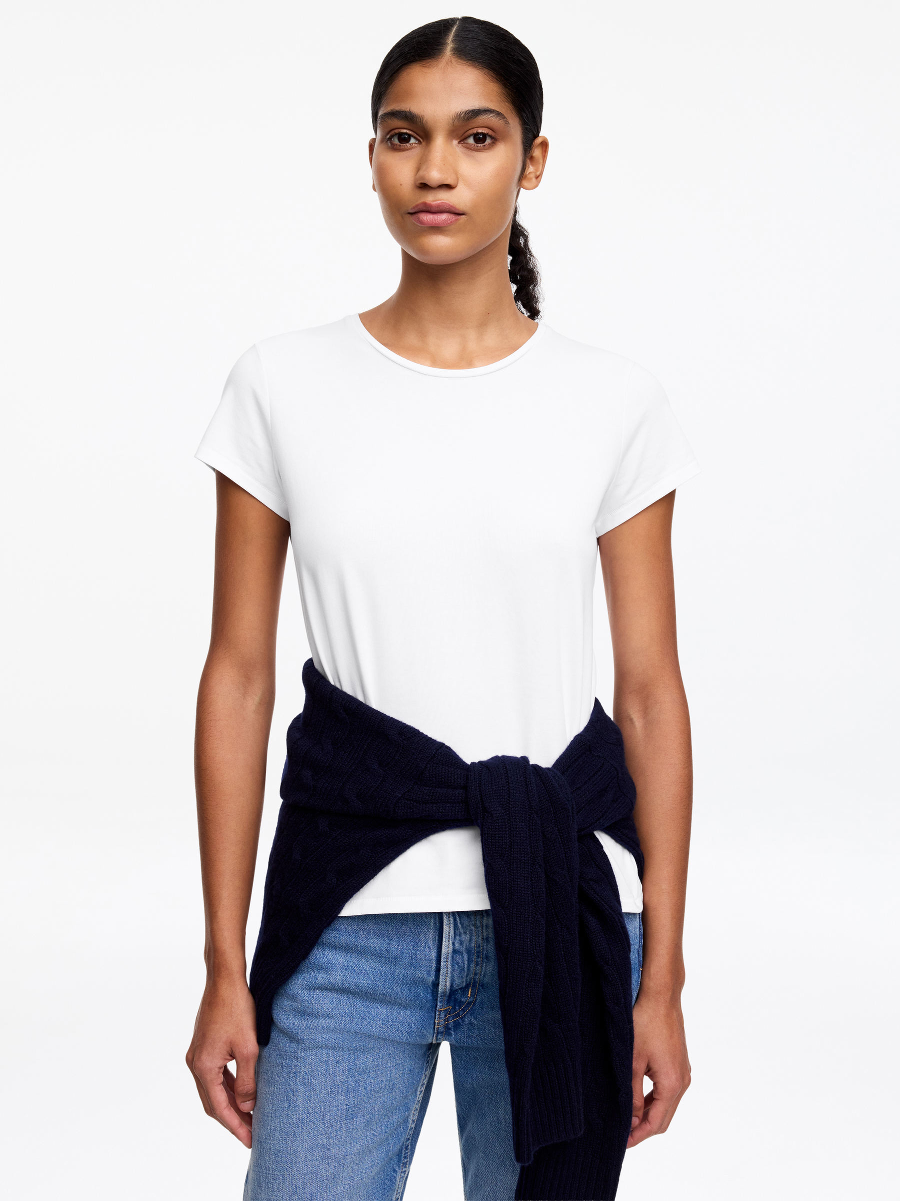 Slim Cap-Sleeve T-Shirt - White - Slim fit - Women - StillMedia/Lookbook - 2