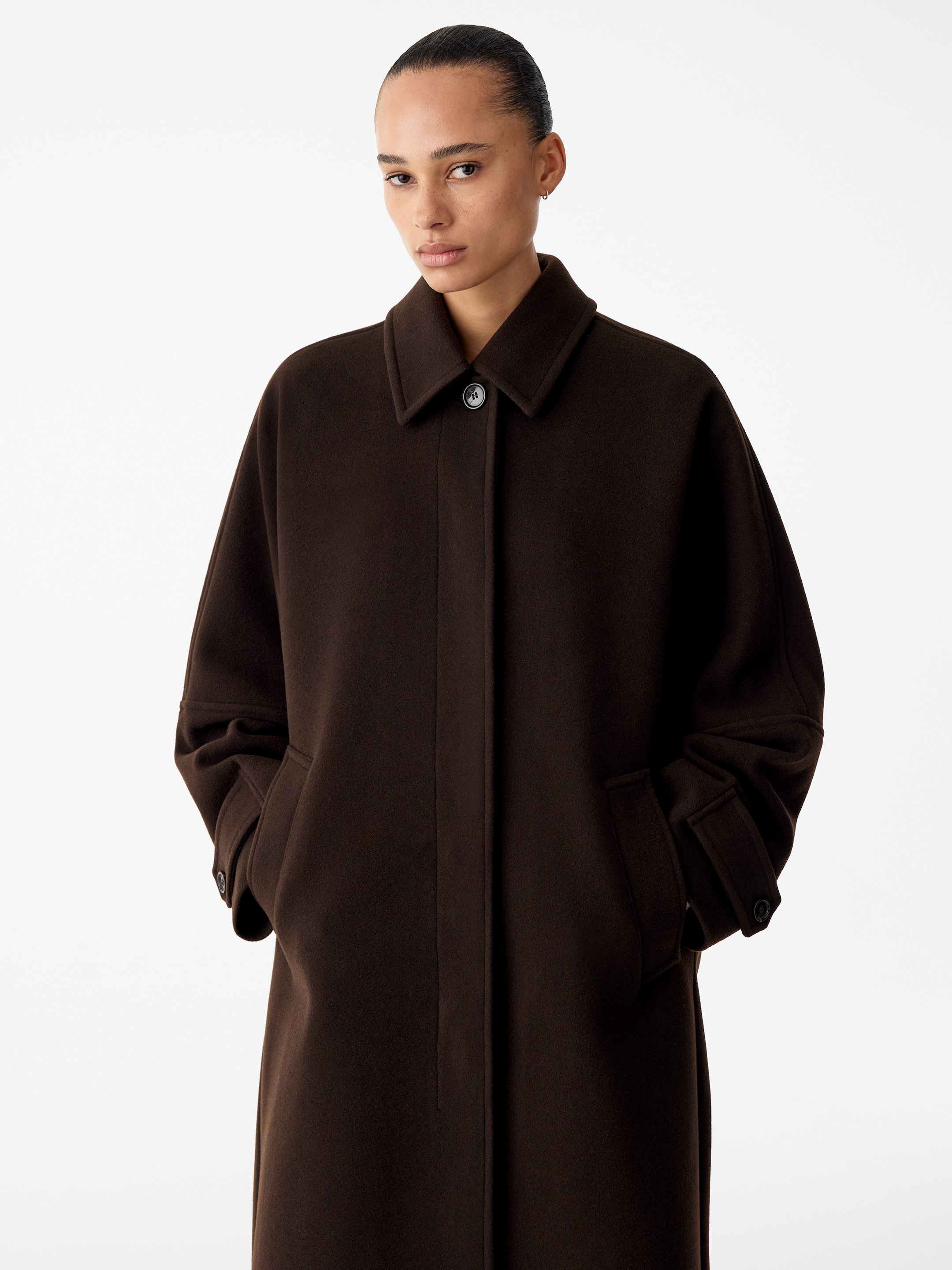 Wool-Blend Relaxed Coat-Brown-21467