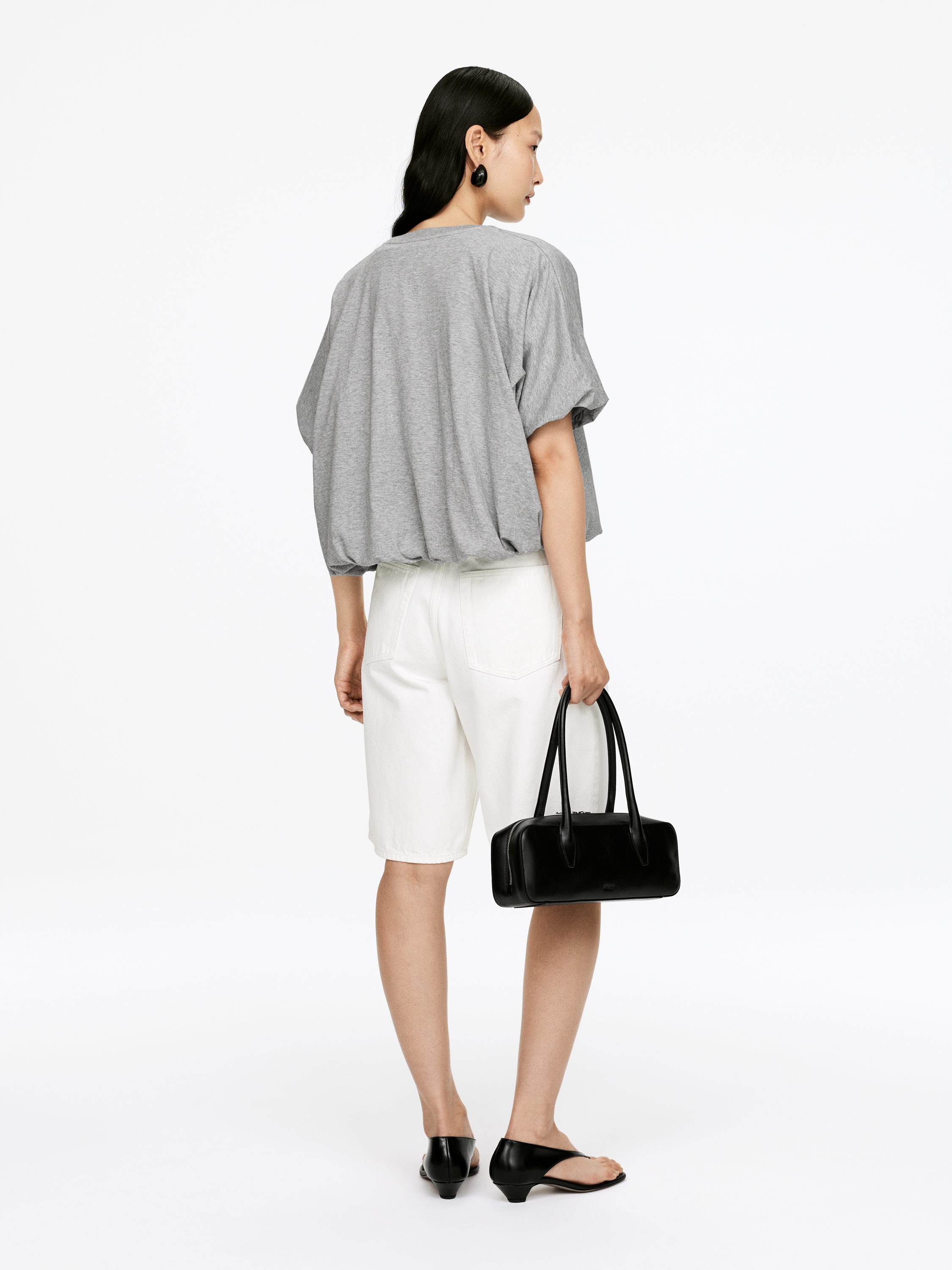 Bubble-Hem T-Shirt - Grey - Regular fit - Women - StillMedia/Lookbook - 4