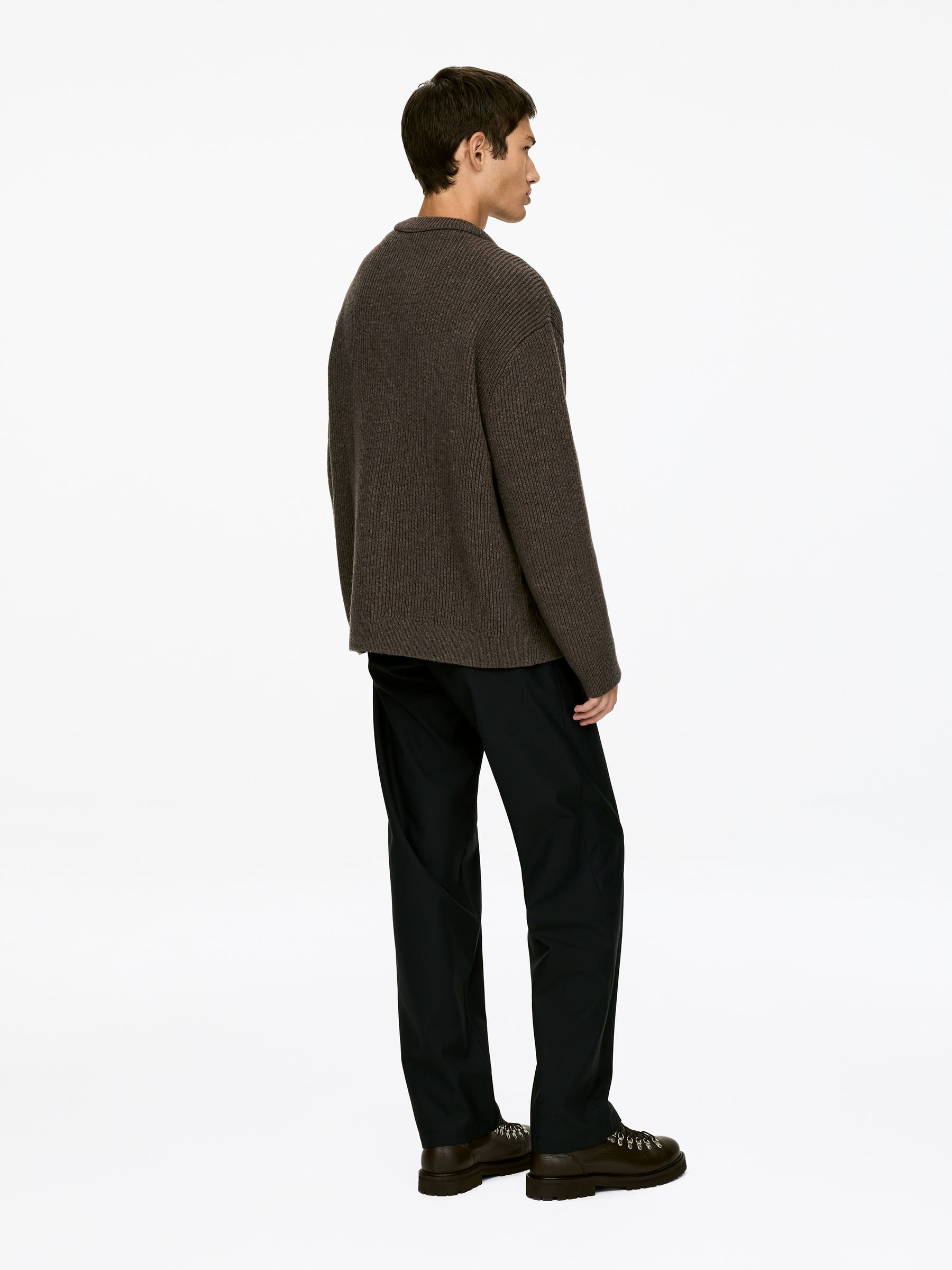 Strickjacke aus Wolle mit Reißverschluss - Braun meliert - Loose Fit - Herren - StillMedia/Lookbook - 4