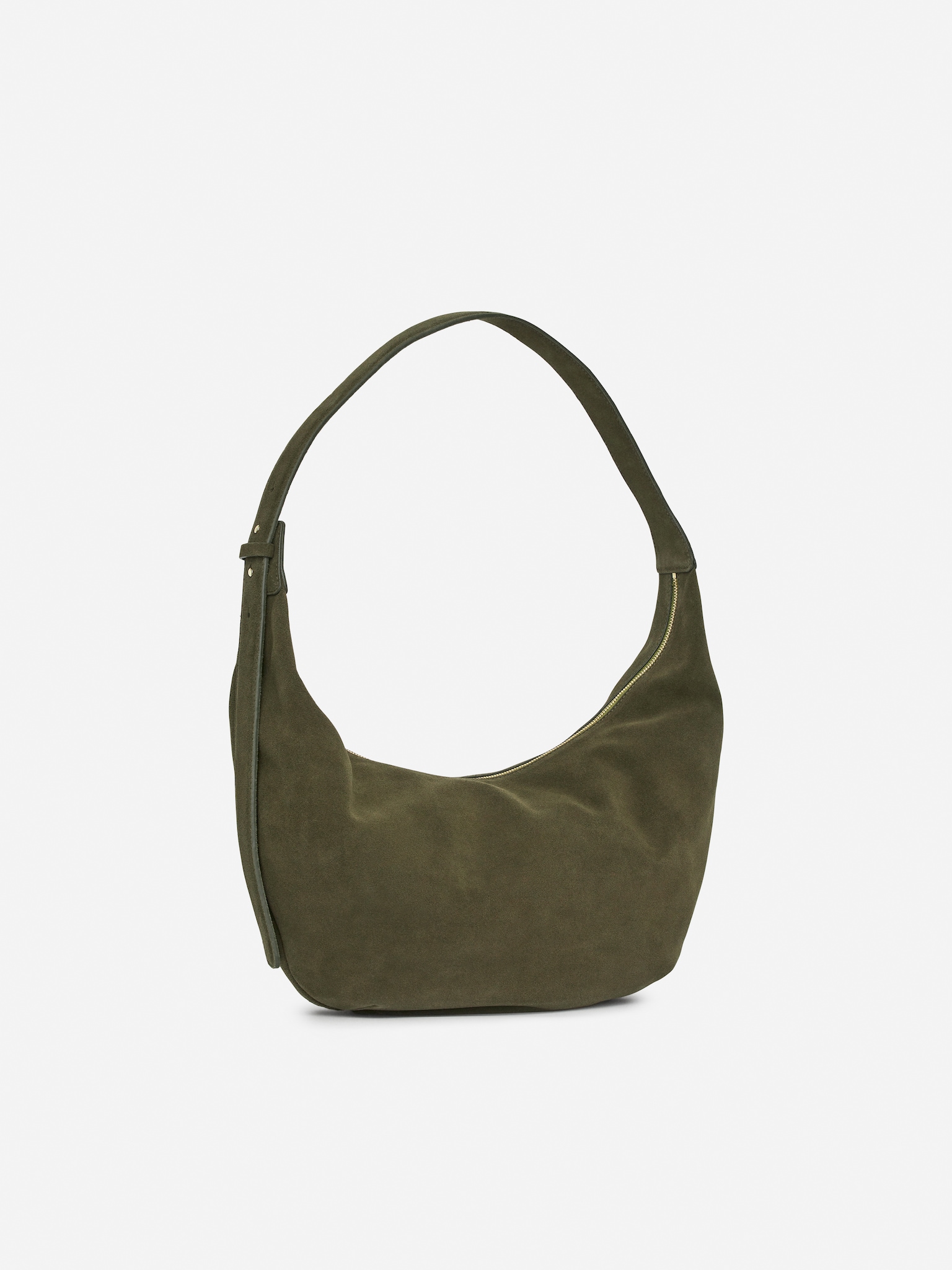 Sac en daim incurvé - Vert kaki/Marron - 4