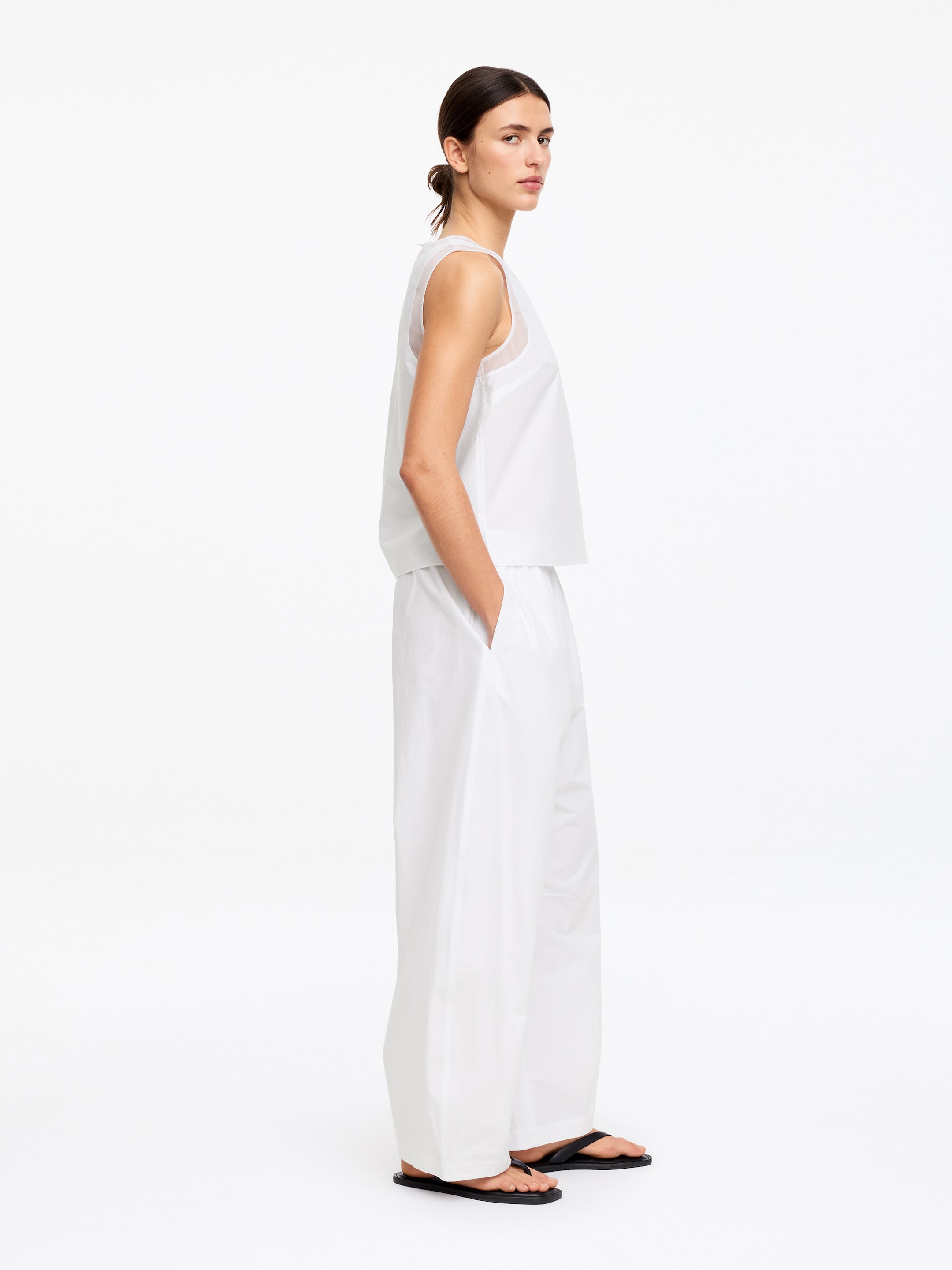 Débardeur avec bordure en organza - Blanc - Regular fit - Femme - StillMedia/Lookbook - 4