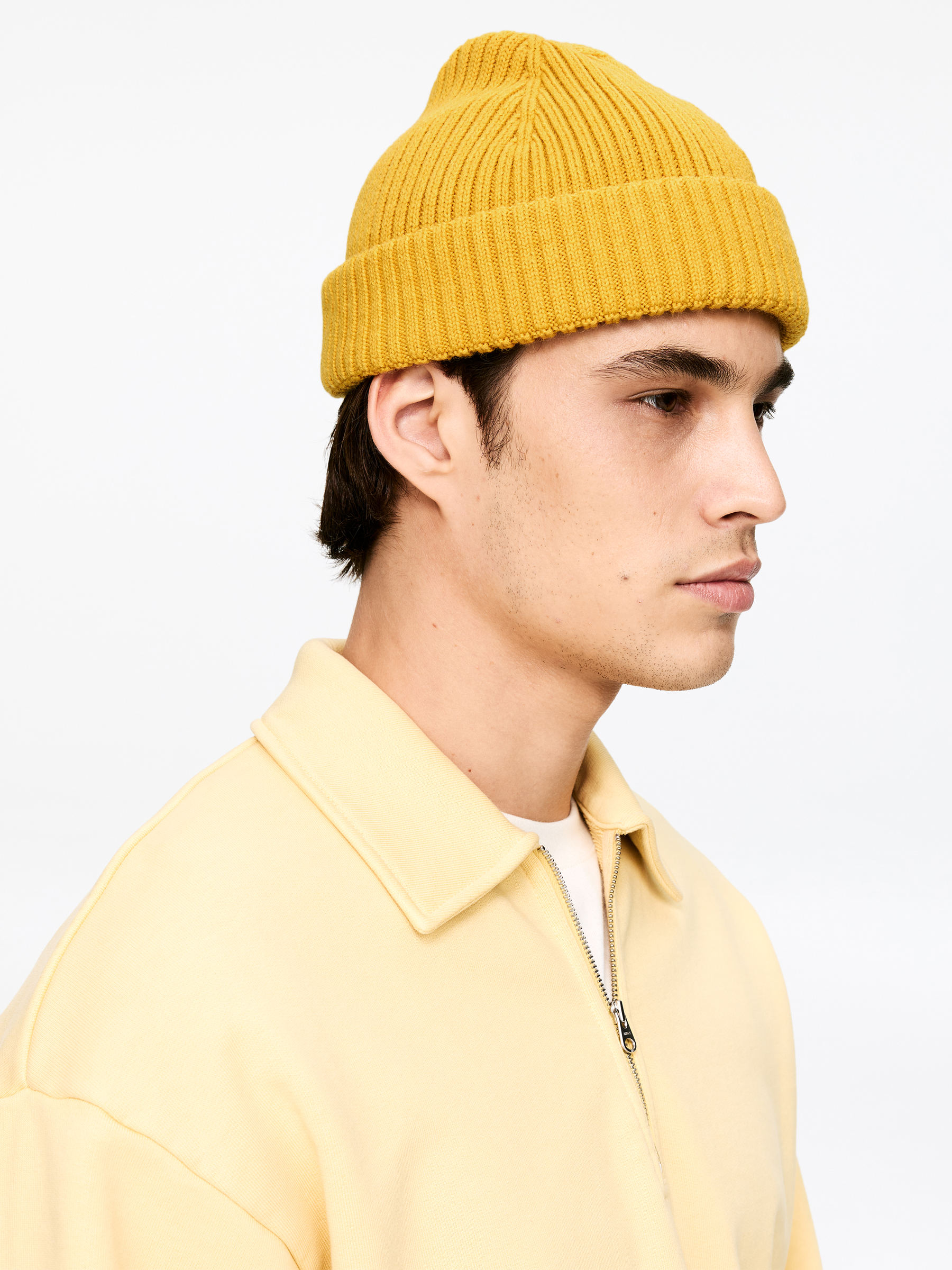 Ribbed Wool-Blend Beanie-#C8A93F-16841