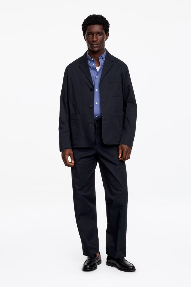 Blazer de sarga de algodón - Azul oscuro - 1