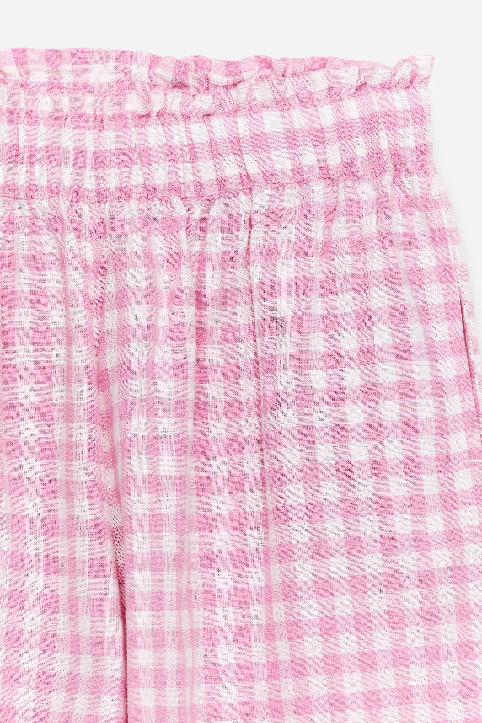 Byxor i linne och bomull - Rosa/vit/Vit/blå - 2