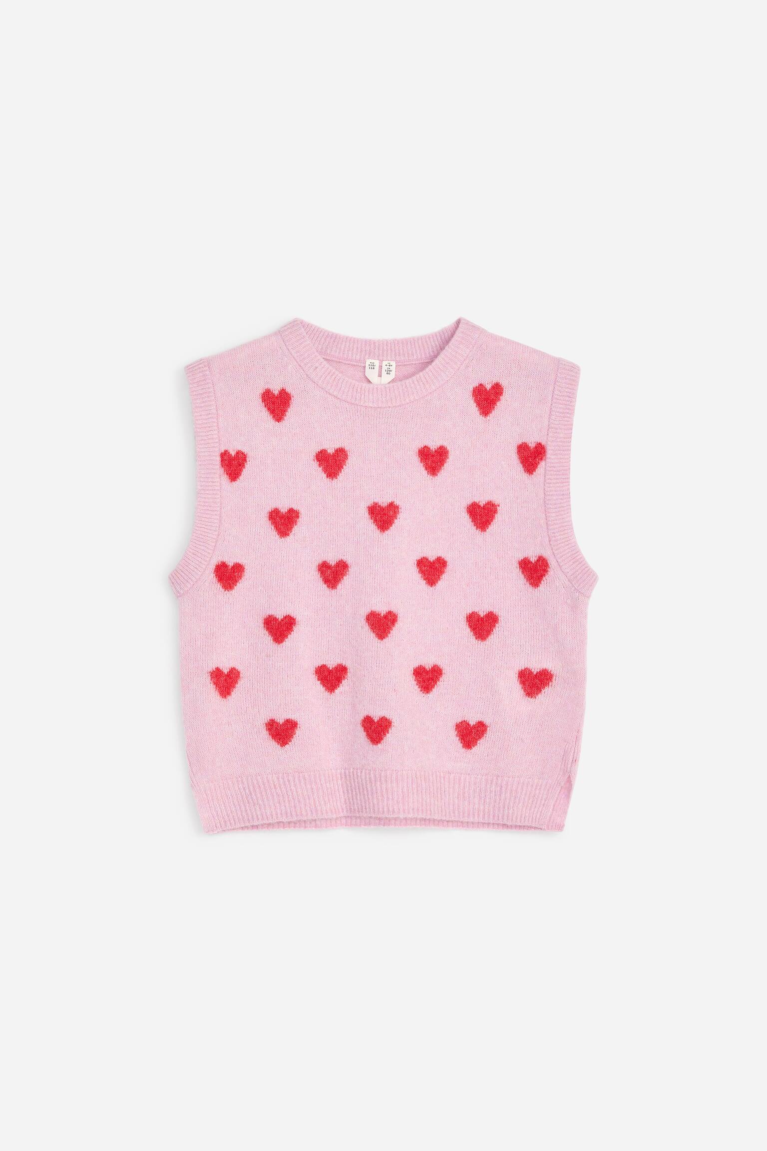 Väst i ullblandning - Rosa/röd