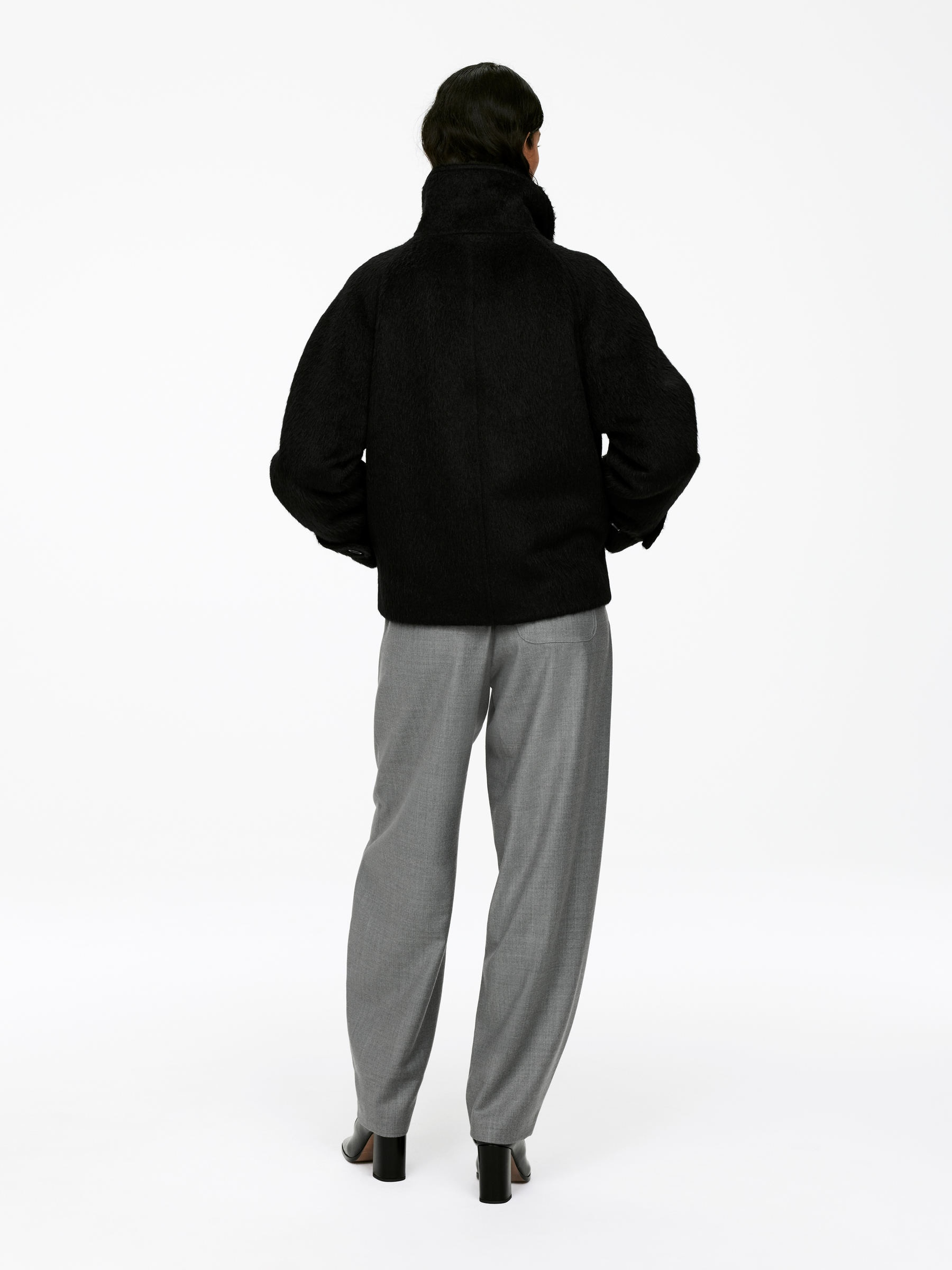 Veste col cheminée en mélange de laine et d'alpaga - Noir - Regular fit - Femme - StillMedia/Lookbook - 6