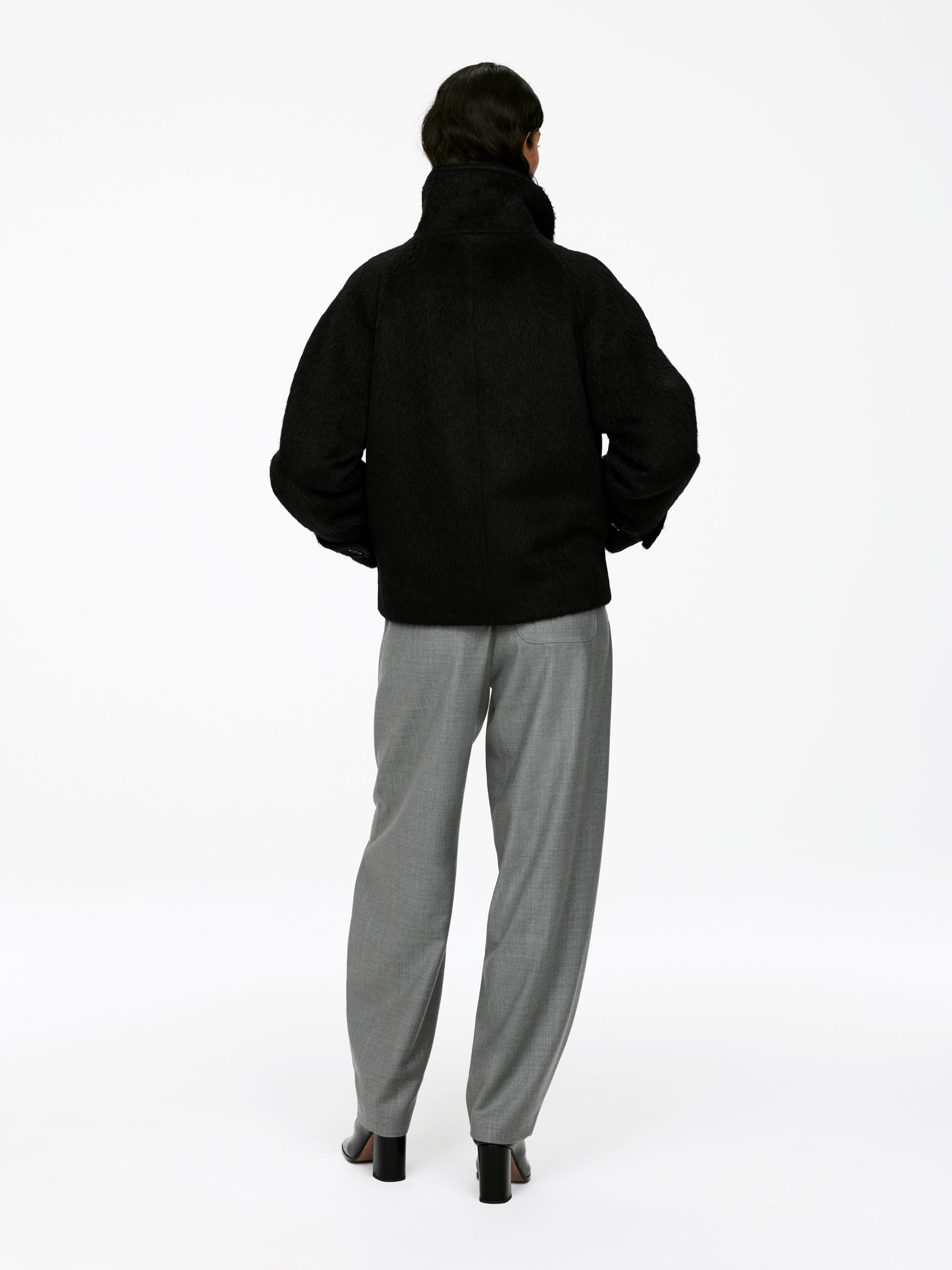 Funnel-Neck Wool-Alpaca Blend Jacket - Black - Regular fit - Women - StillMedia/Lookbook - 6