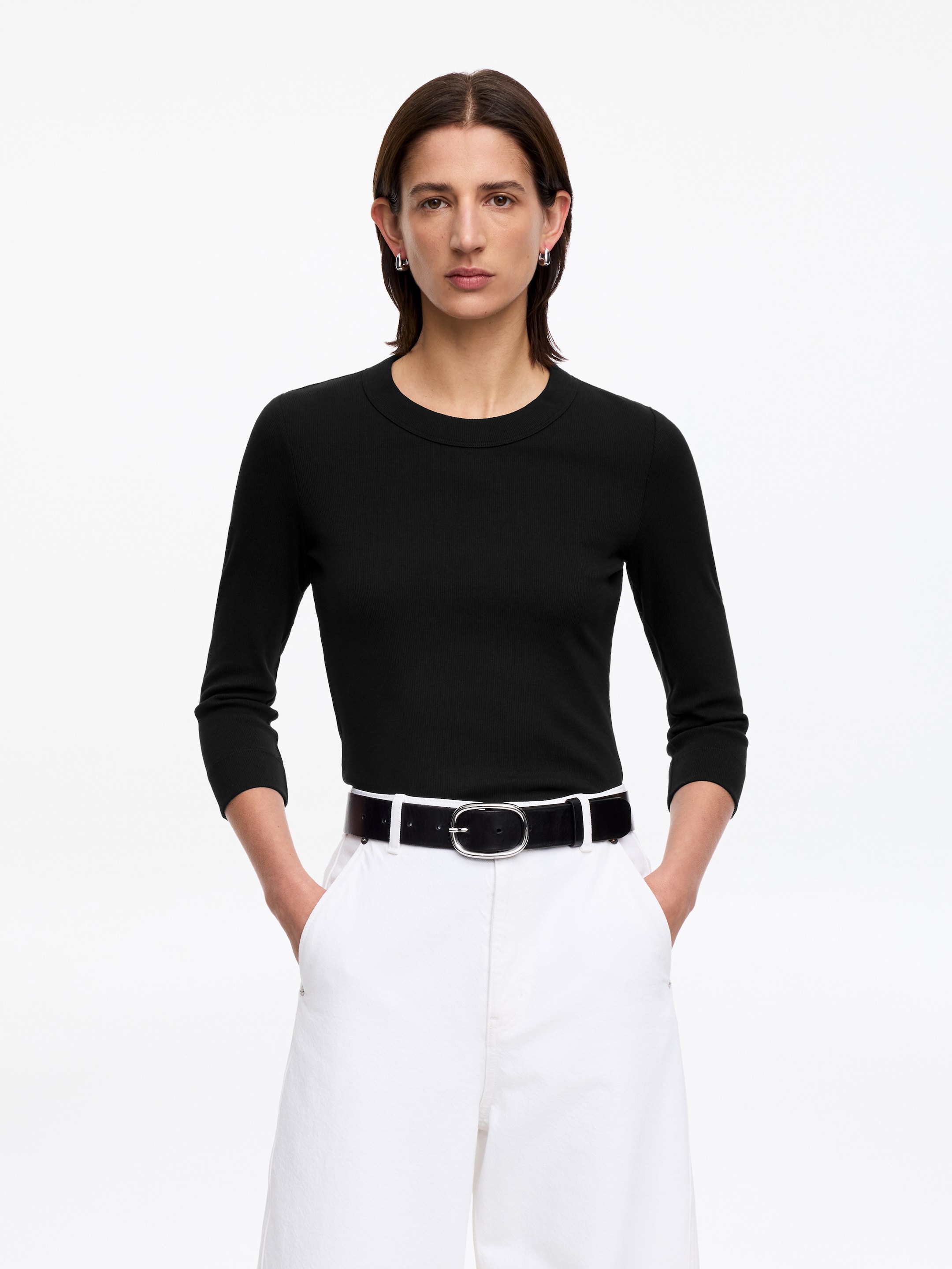 Camiseta de canalé ajustada - Negro - Corte ajustado - Women - StillMedia/Lookbook - 5