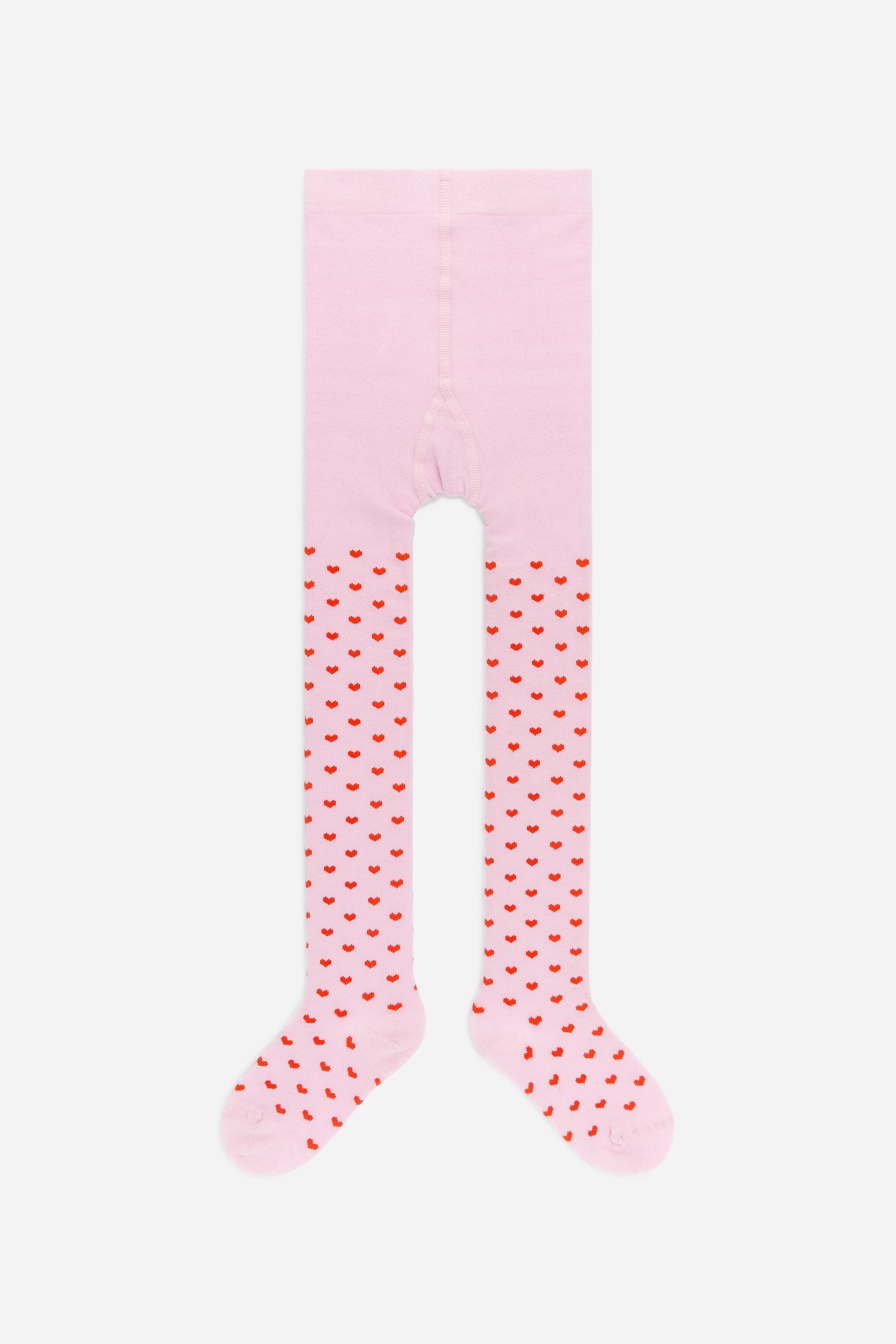 Punčocháče z bavlněné směsi - Růžová/Červená/Lila/Červená srdíčka