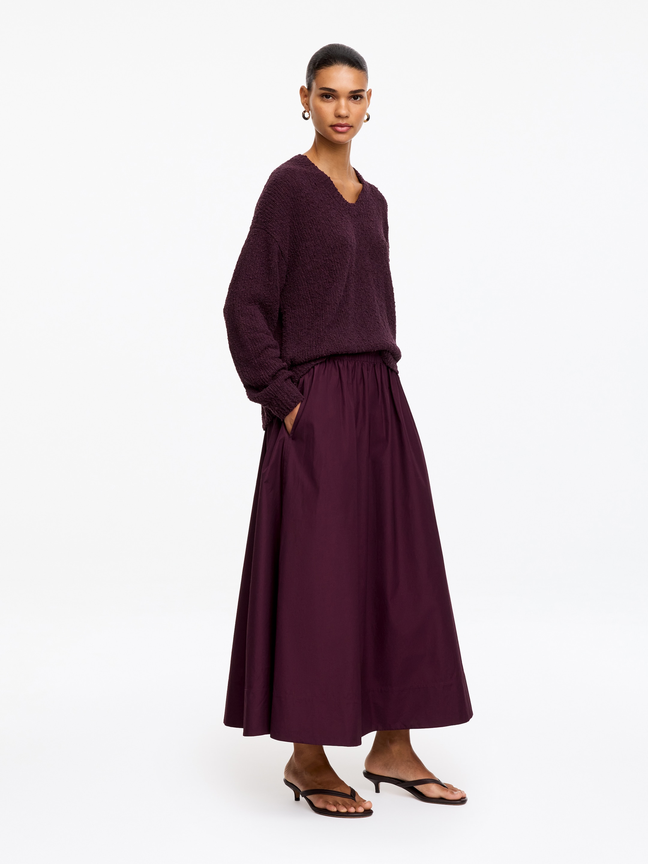 Boucléstickad tröja - Plommon - Loose fit - Women - StillMedia/Lookbook - 4