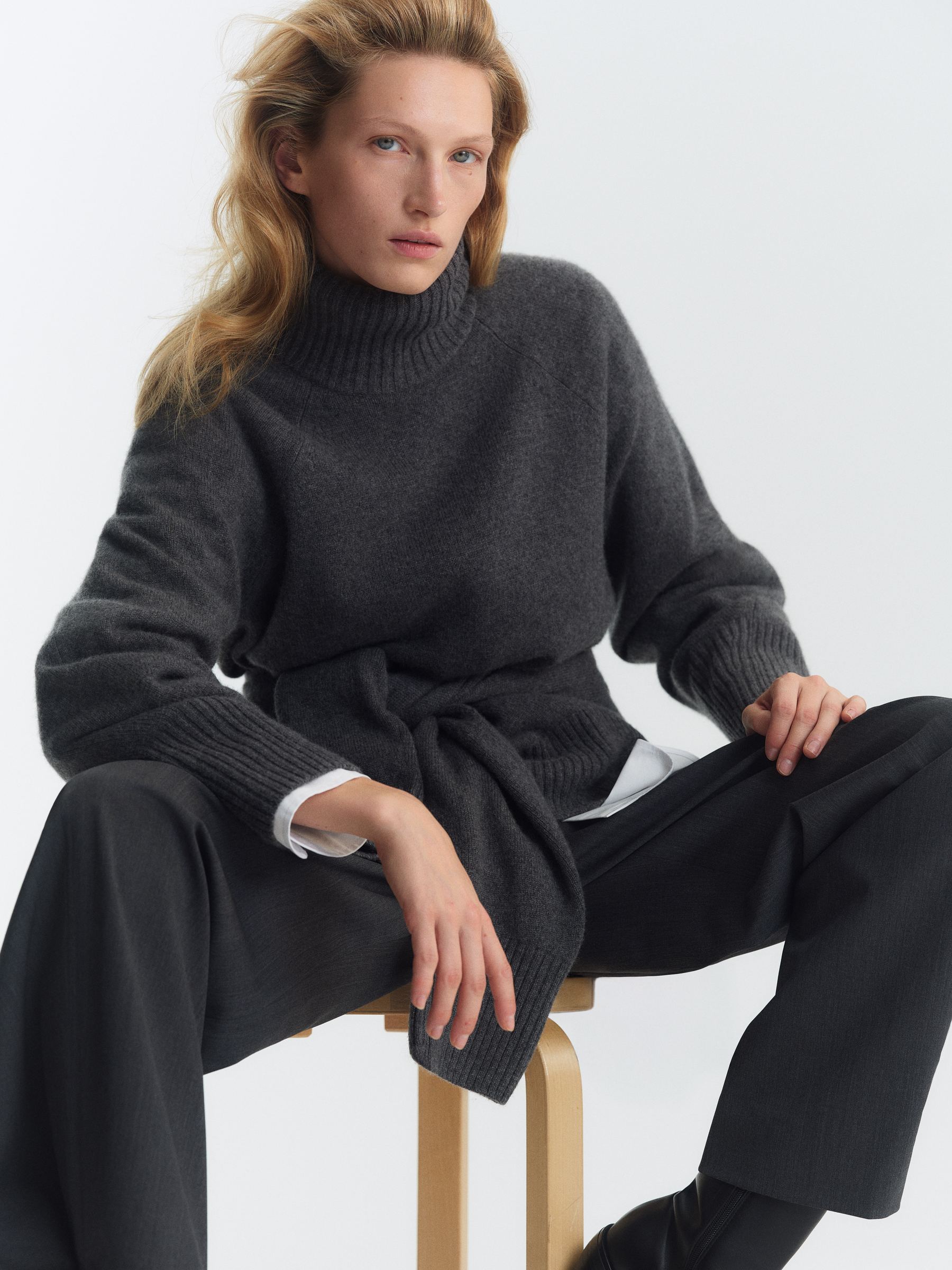 Skräddad byxa i ullblandning - Grå - Regular fit - Women - StillMedia/Environmental - 1