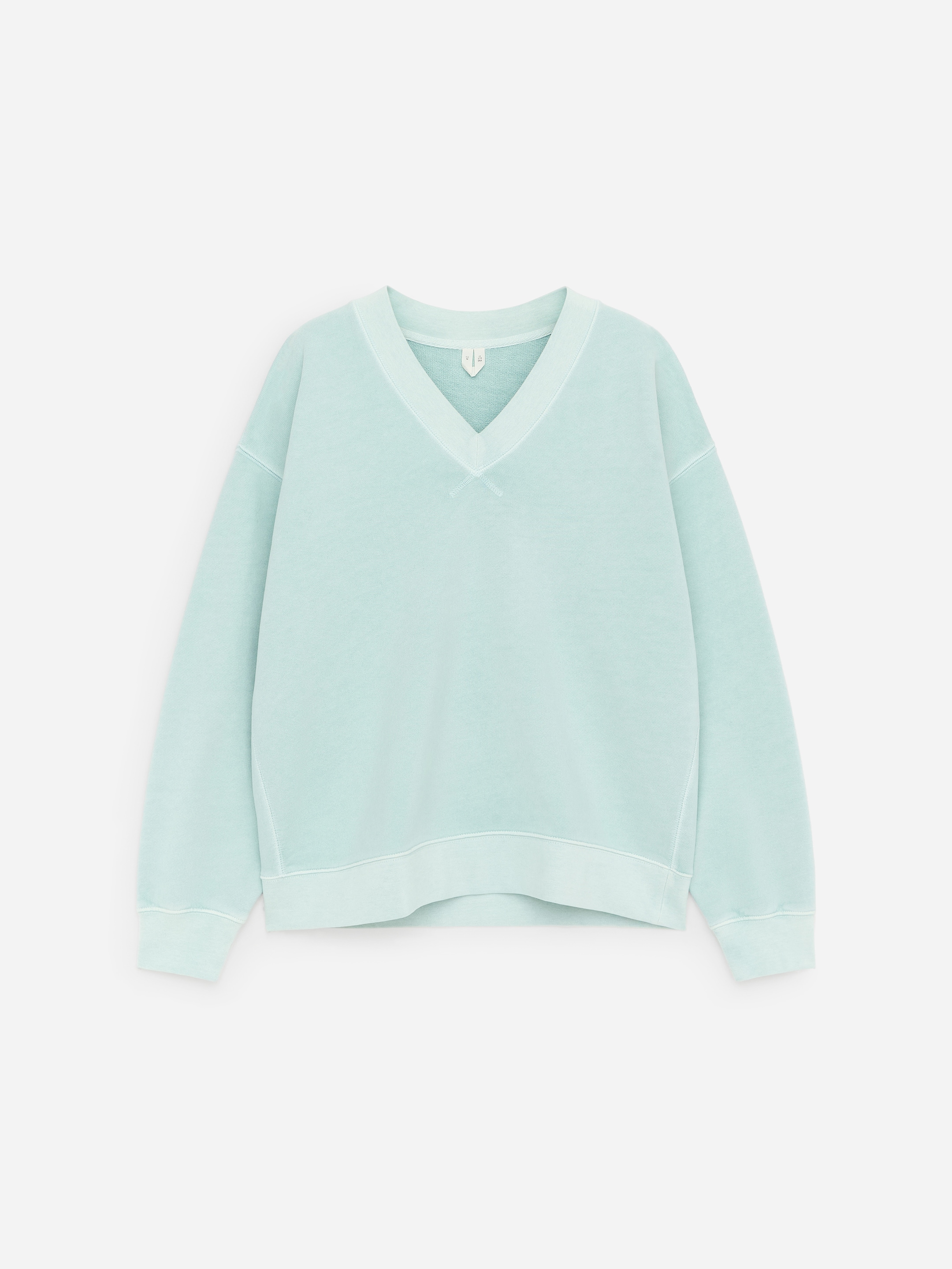 V-Neck Sweatshirt-Turquoise-18631