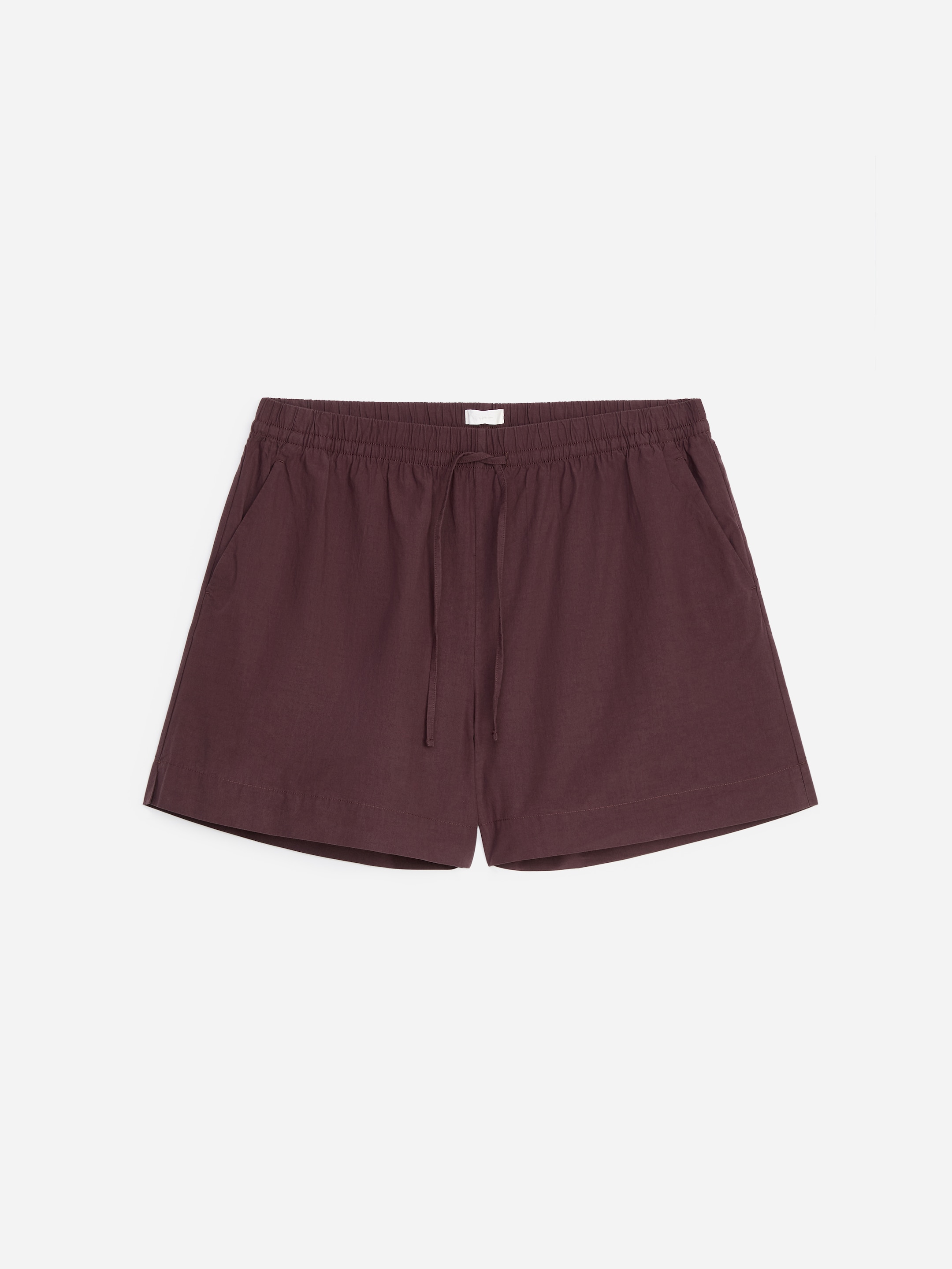 Drawstring Poplin Shorts-#3C2A2B-19135