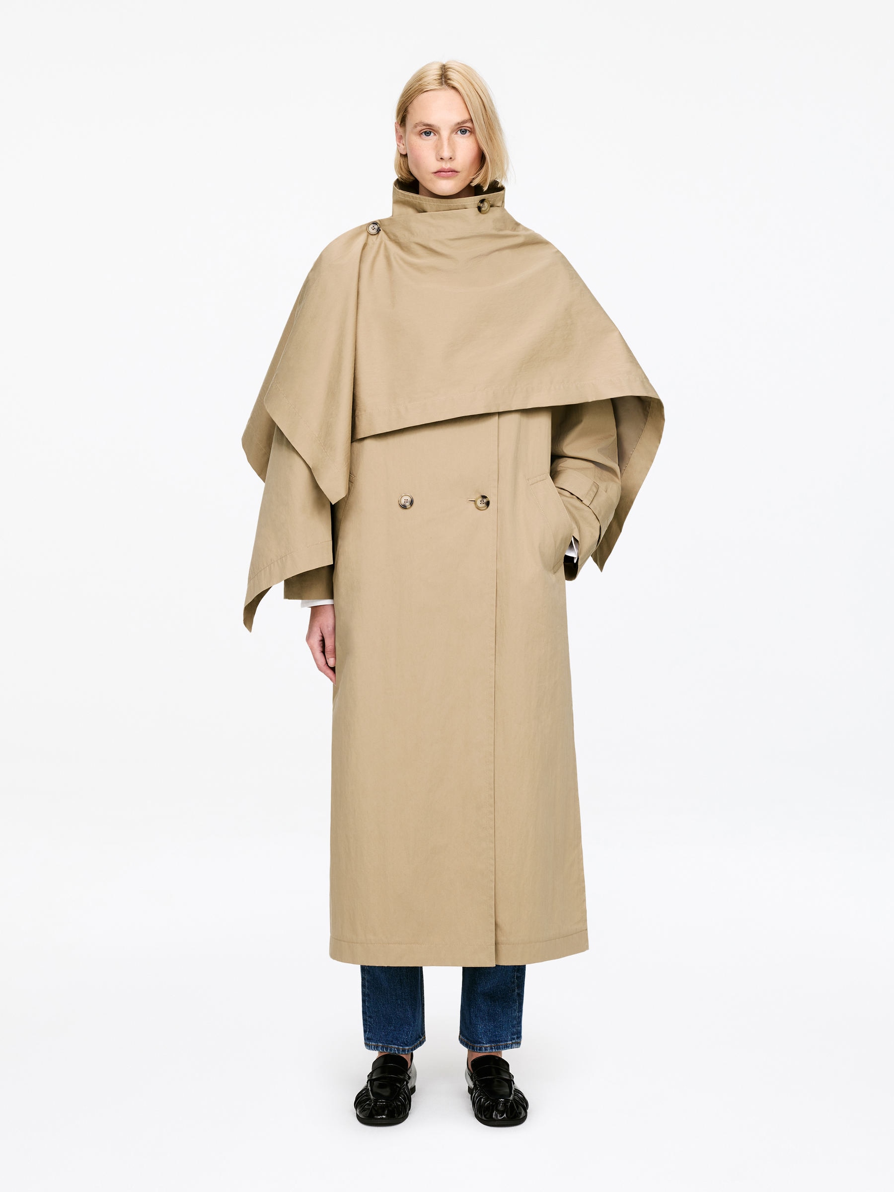Scarf Trench Coat - Beige - Loose fit - Women - StillMedia/Lookbook - 5