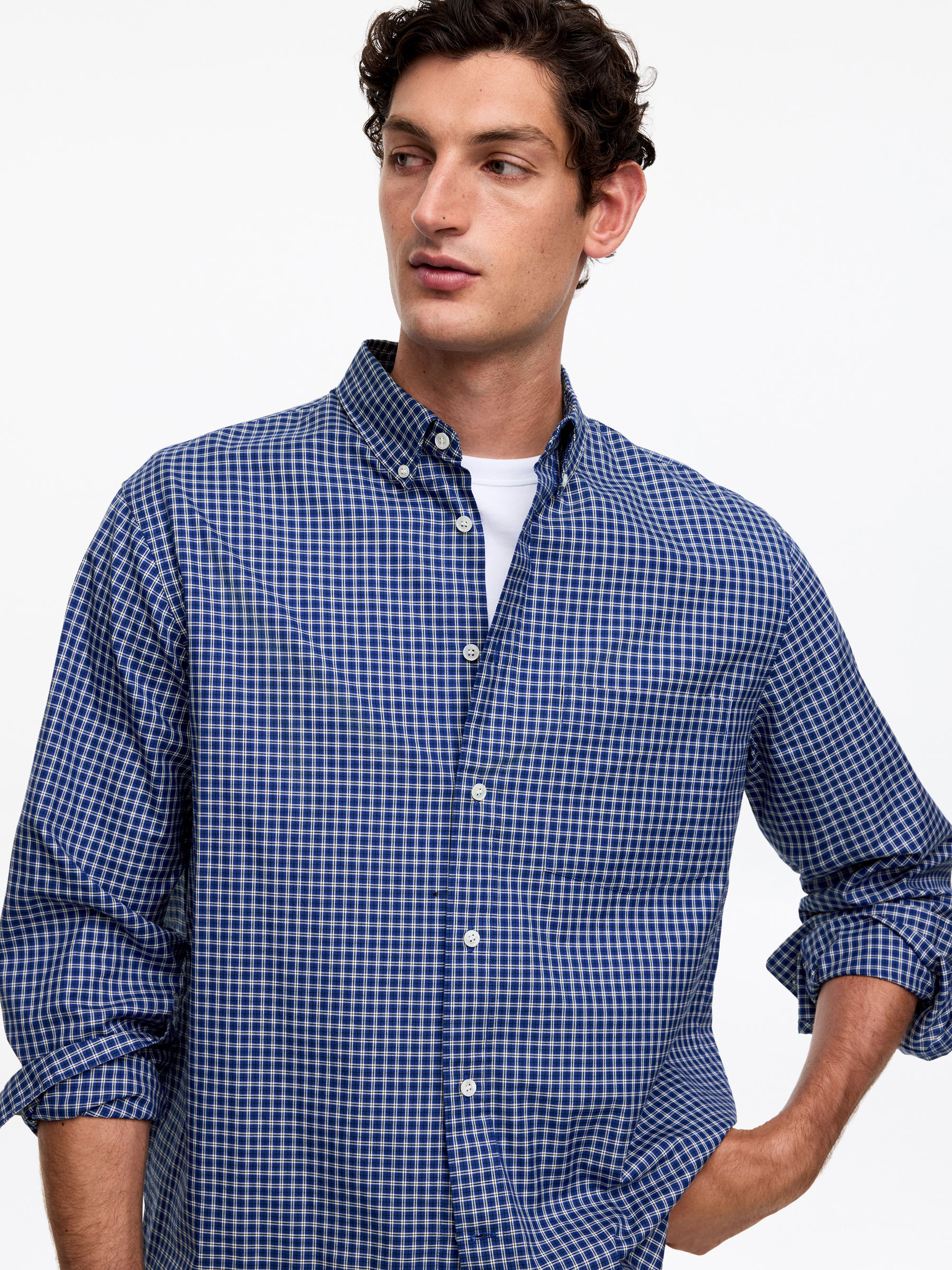 Relaxed Pinpoint Shirt - Blue - Relaxed fit - Men - StillMedia/Lookbook - 4