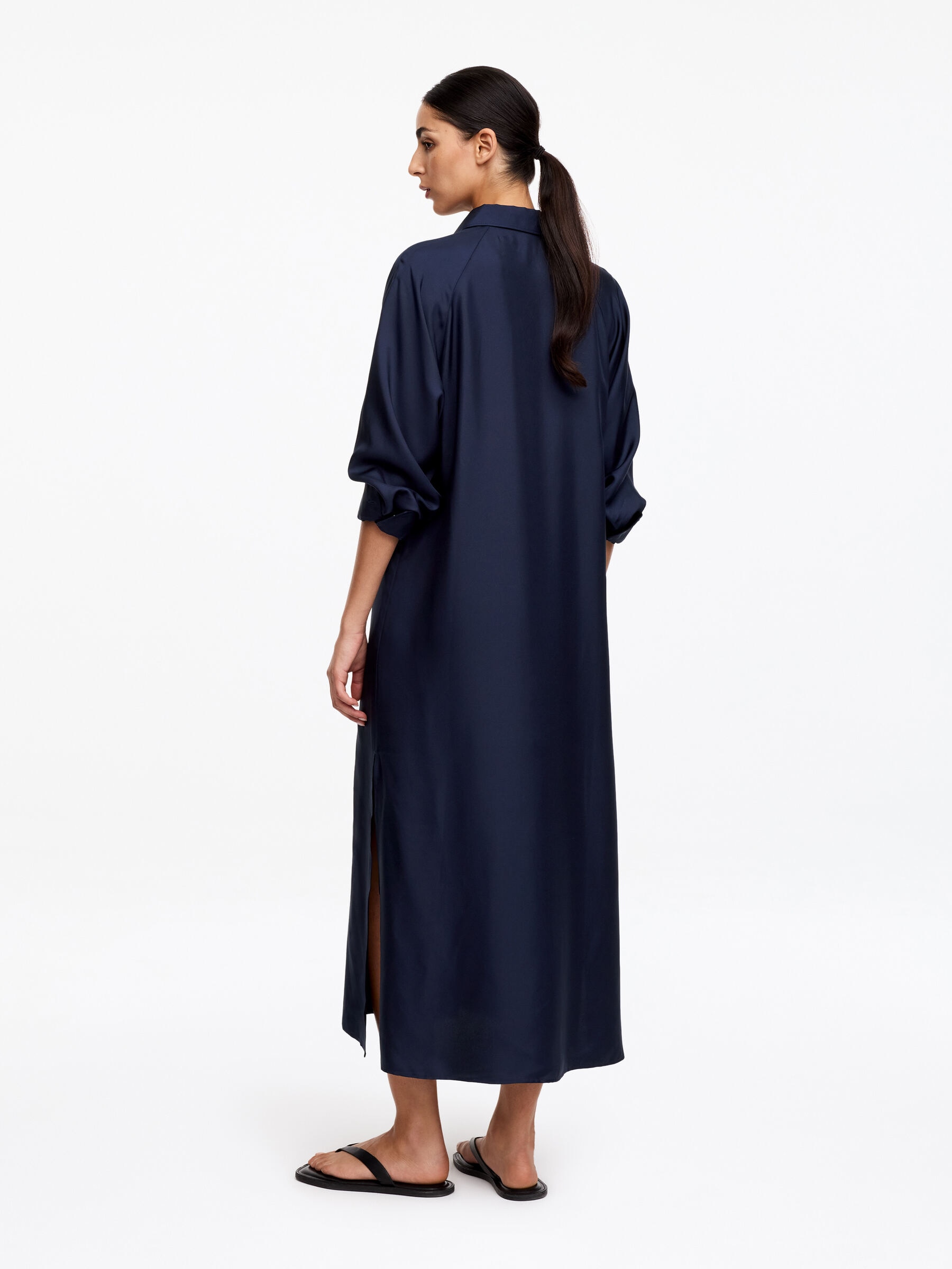 Robe-chemise en sergé de soie - Bleu - Regular fit - Femme - StillMedia/Lookbook - 5