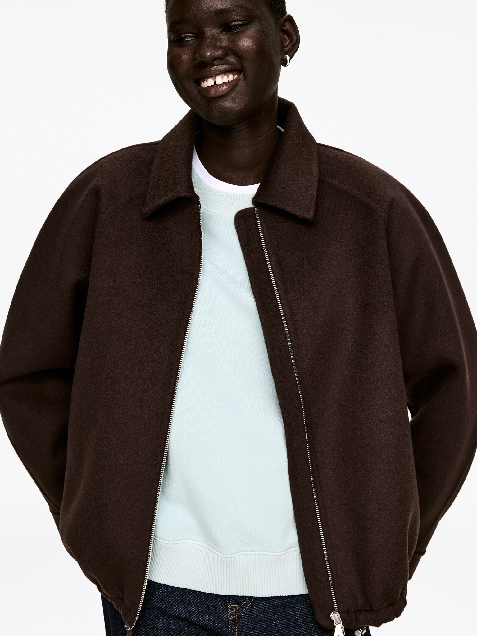 Sweatshirt i French terry - Ljusturkos/Mörkbrun/Gråmelerad/Röd/Svart/Ljusbeige/Mörkblå - 4