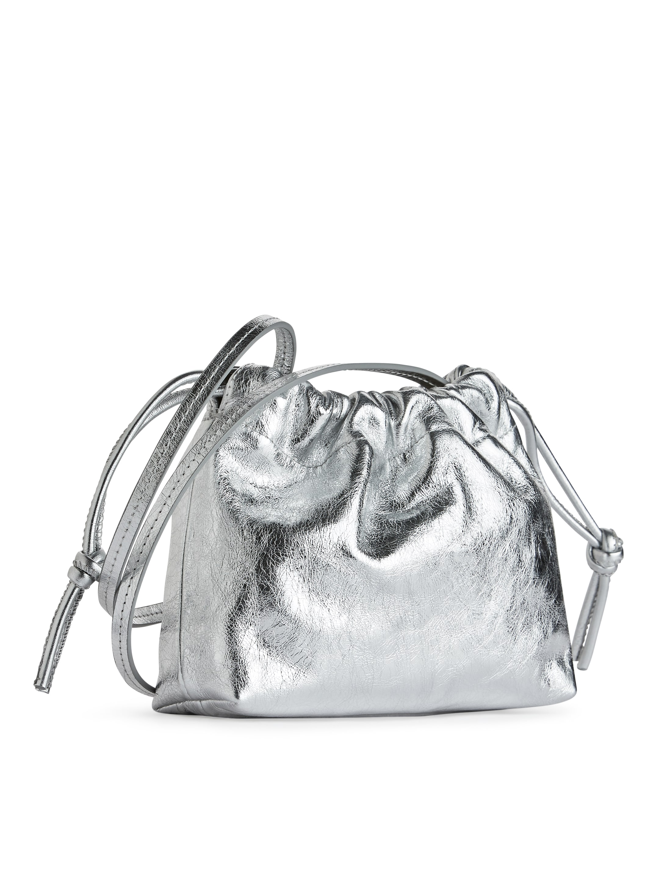 Läderväska med dragsko - Silver - Women - StillMedia/DescriptiveStillLife - 1