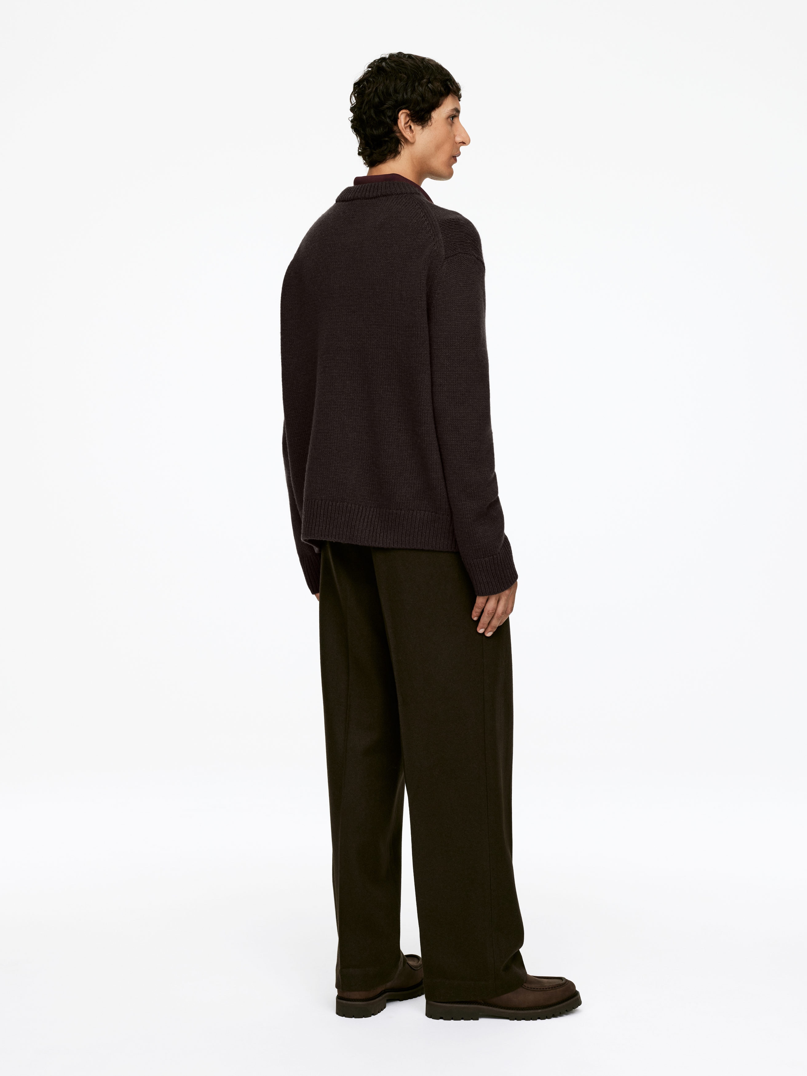 Heavy Knit Wool Jumper - Dark Brown - Relaxed fit - Men - StillMedia/Lookbook - 3
