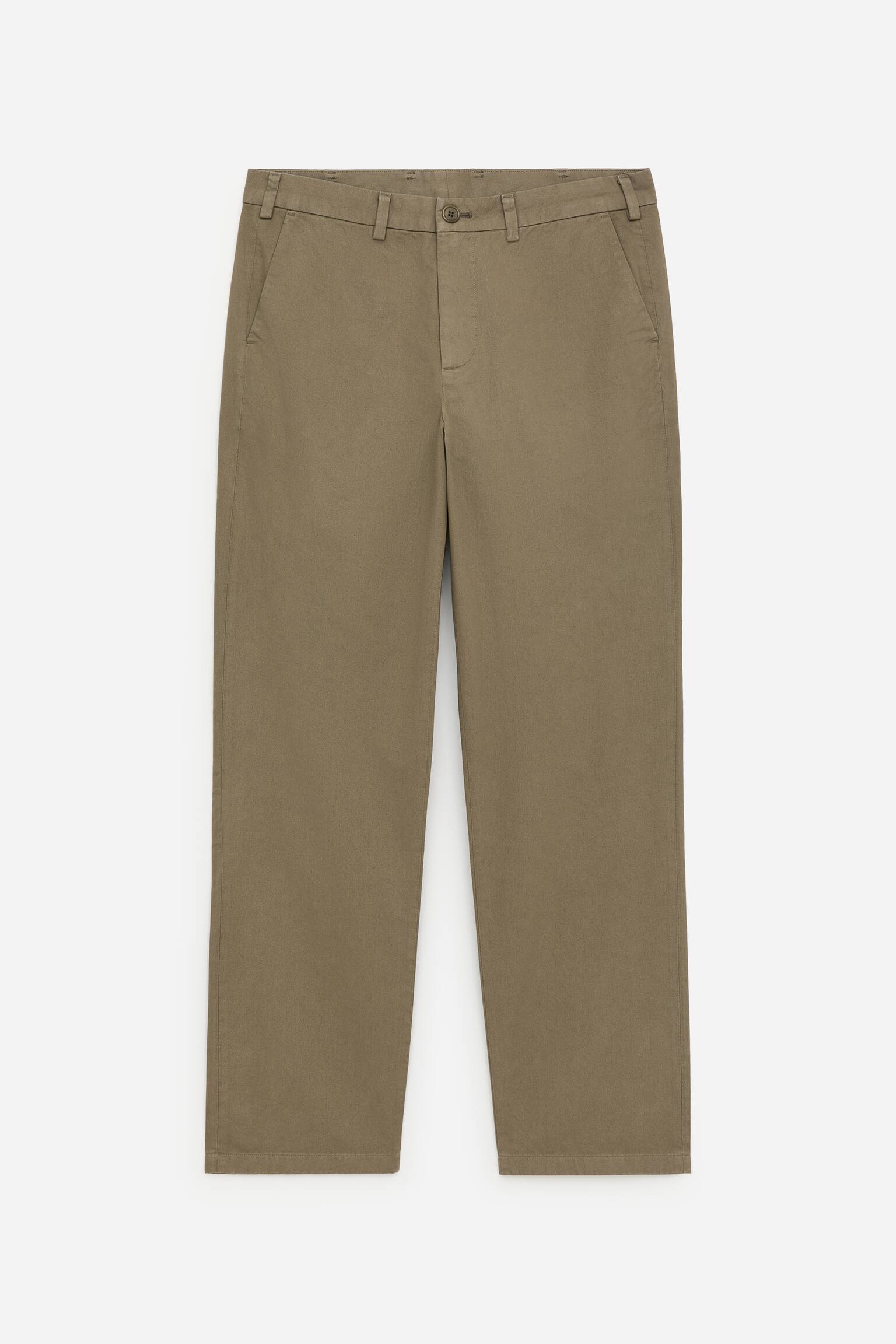 Chino din bumbac drept - Verde kaki/Albastru închis/Cârtiță