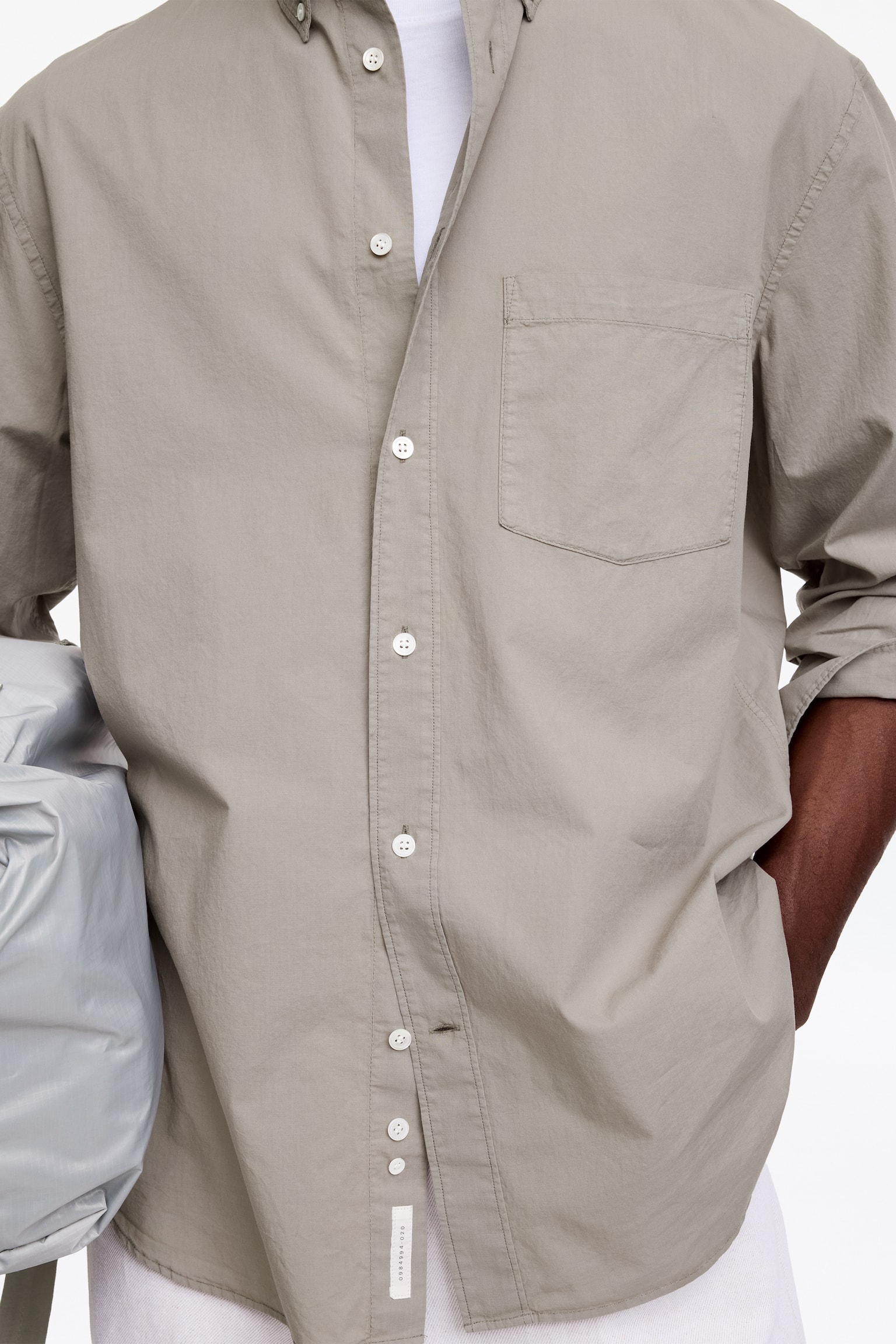 Vid poplinskjorta - Grå/Mellanblå/Mörkblå/Beige - 3