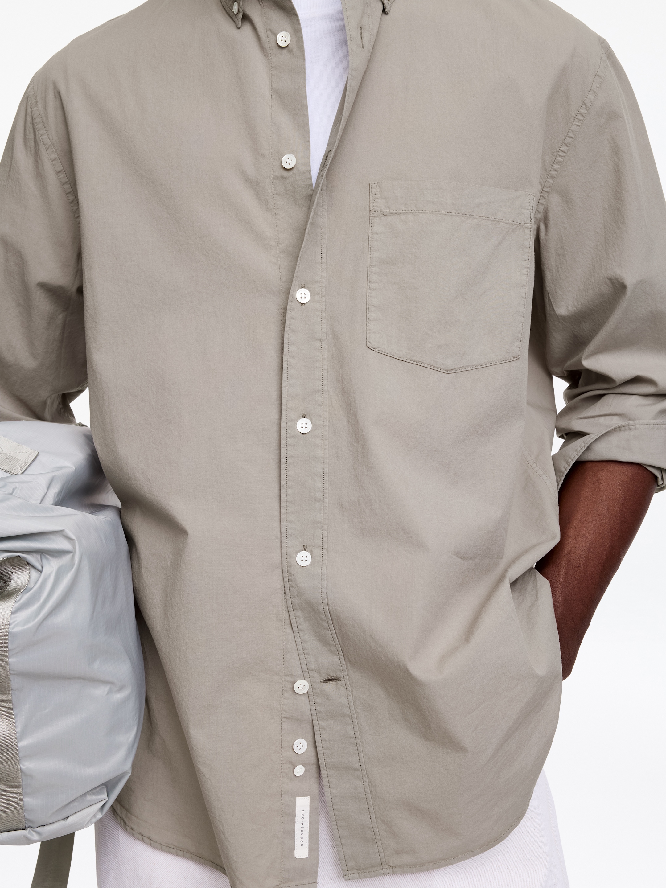 Relaxed Poplin Shirt - Grey - Relaxed fit - Men - StillMedia/Lookbook - 3