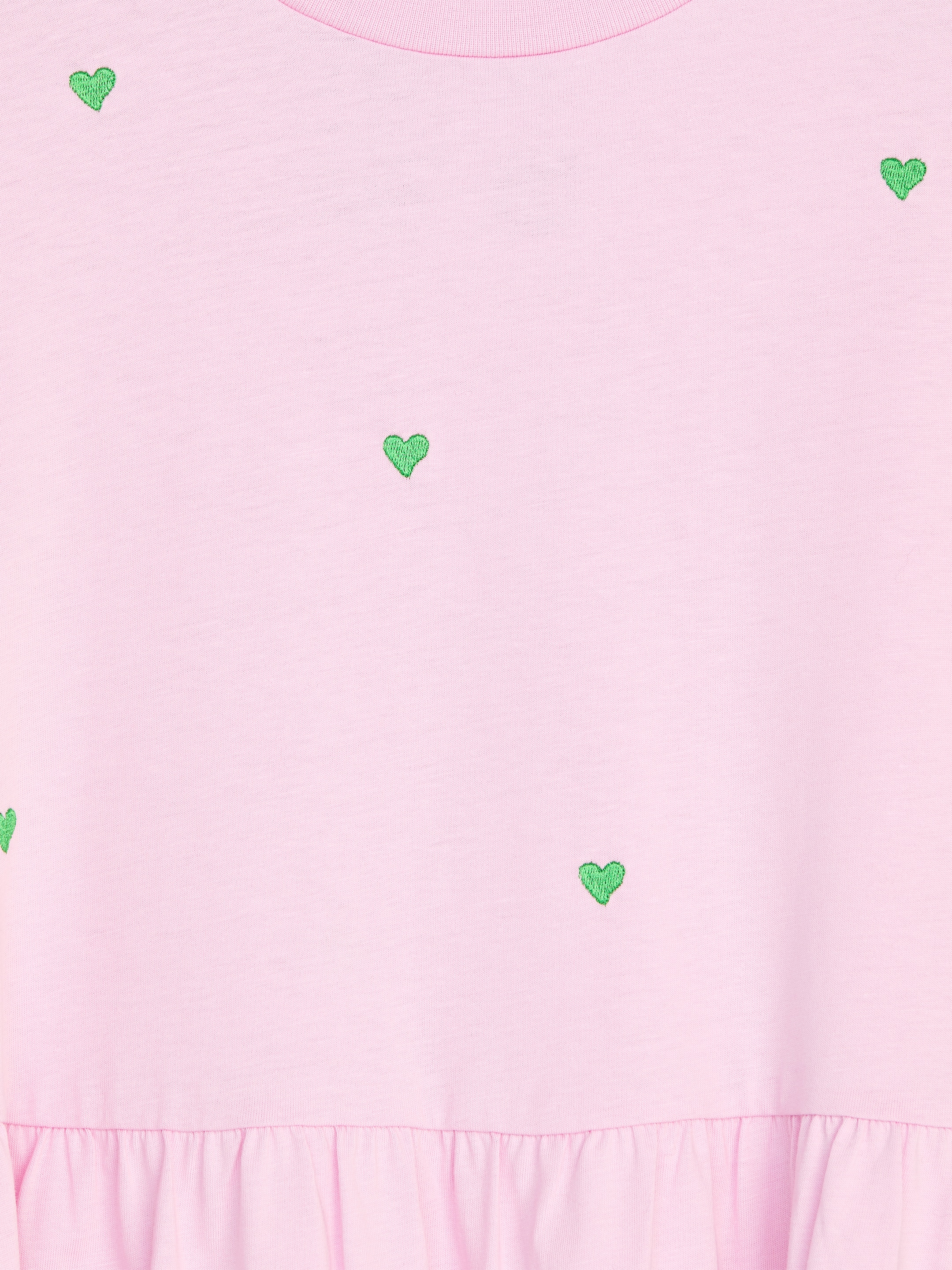 Embroidered Jersey Dress - Pink/Green Hearts - Relaxed fit - Children - StillMedia/DescriptiveDetail - 2