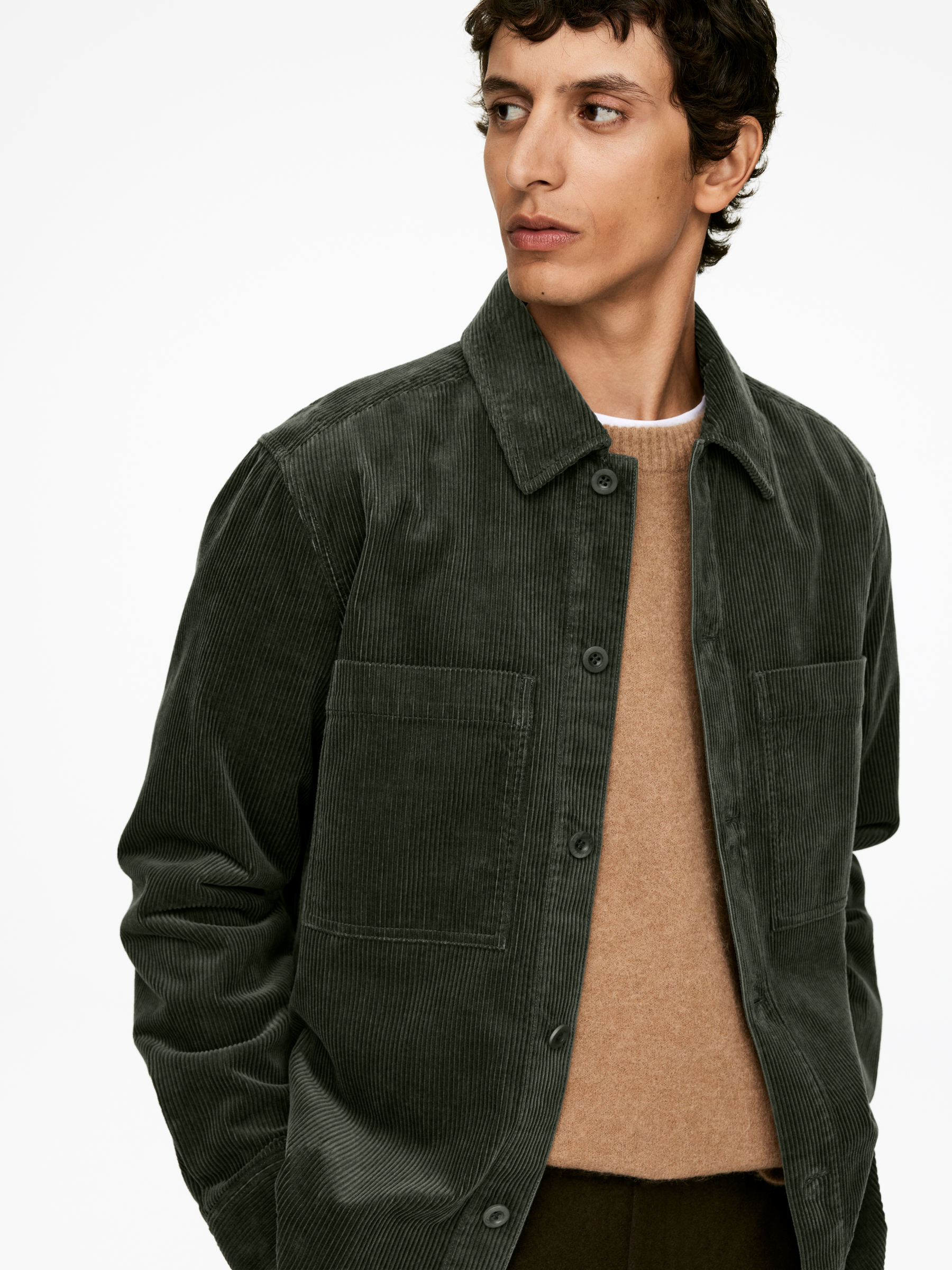 Surchemise en velours côtelé - Vert kaki - Regular fit - Homme - StillMedia/Lookbook - 3