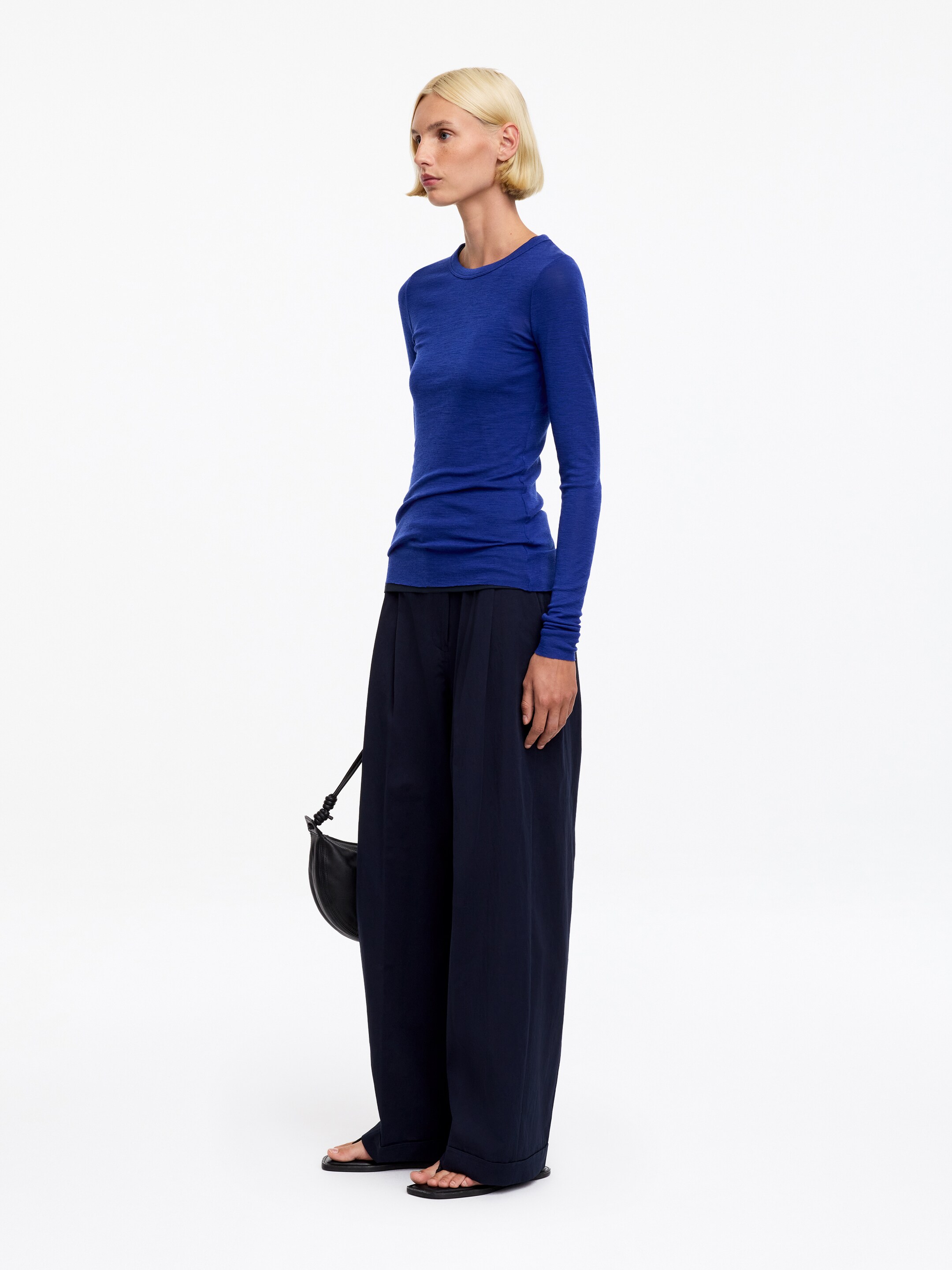 Top à manches longues en laine mérinos - Bleu vif - Slim fit - women - StillMedia/Lookbook - 4