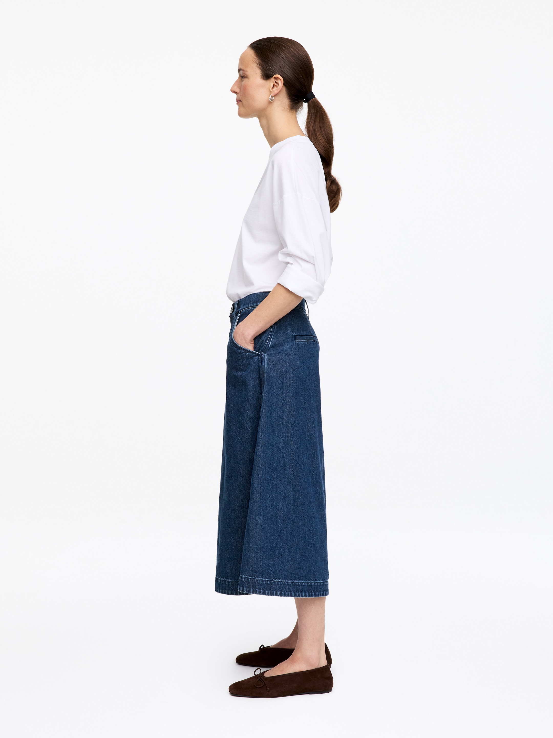 Denim Culotte Trousers - Blue - Regular fit - Women - StillMedia/Lookbook - 6
