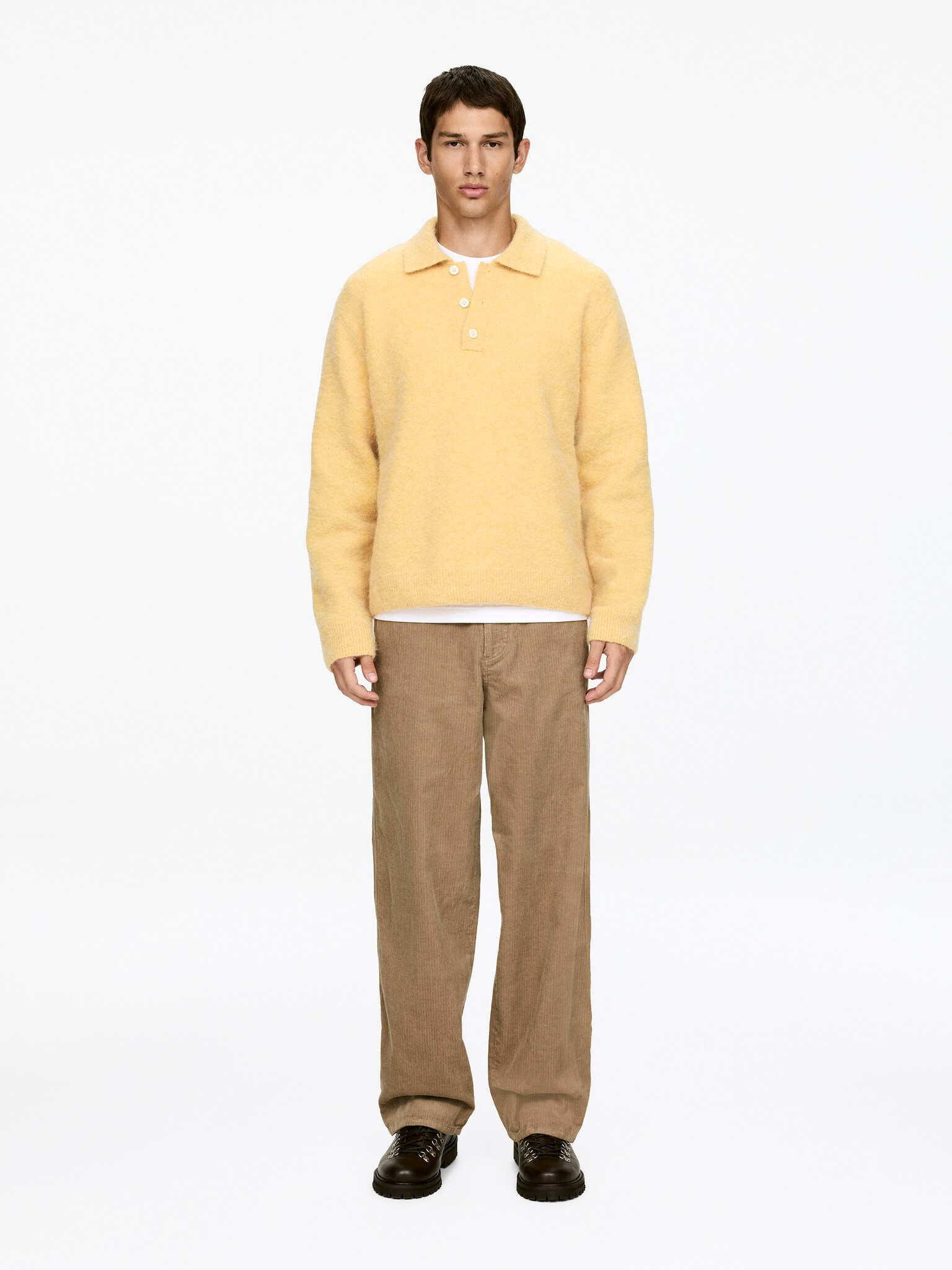 Pantaloni rilassati in velluto a coste - Beige/Blu scuro/Verde scuro