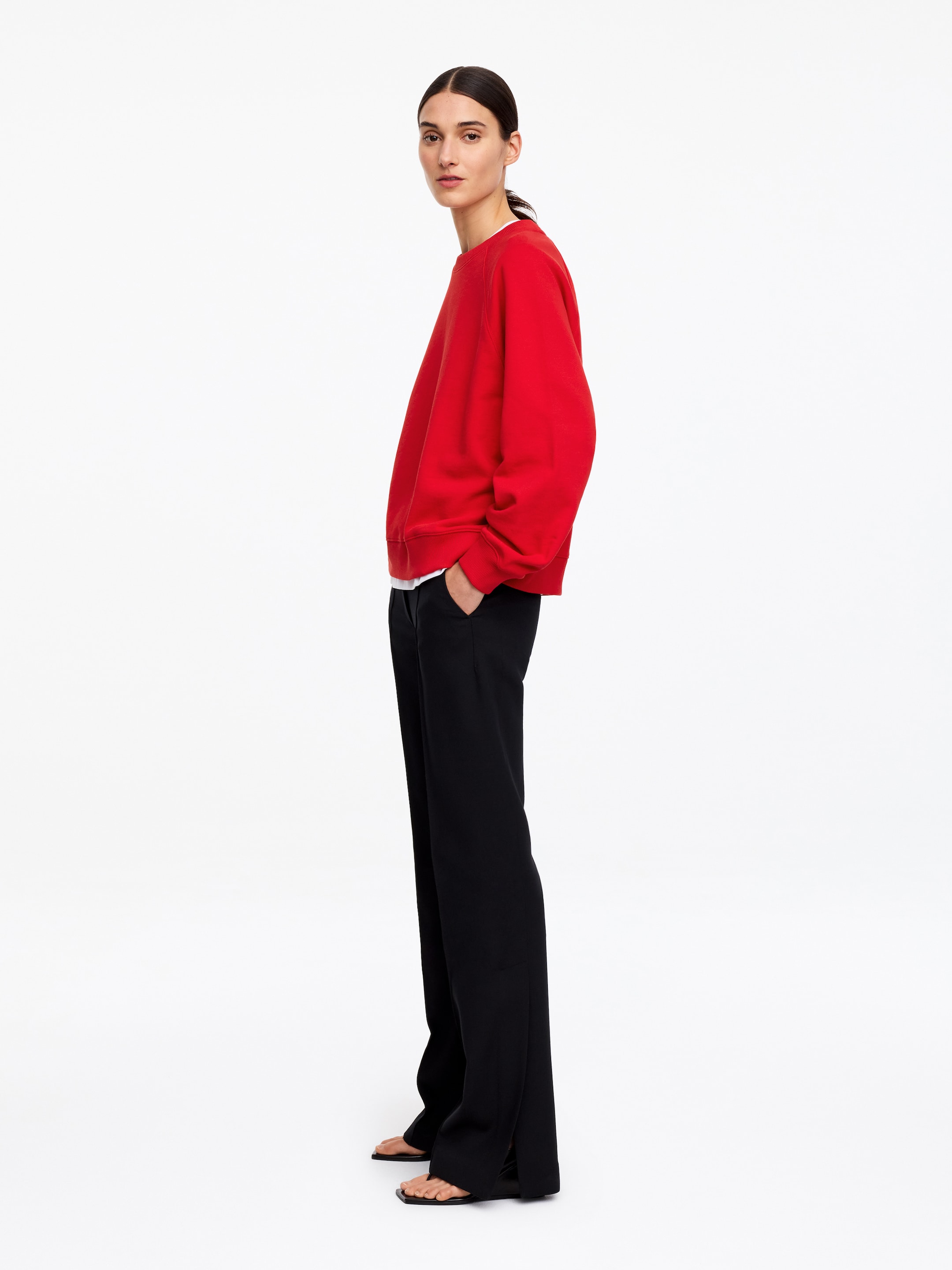 Terry Sweatshirt - Red - Regular fit - Women - StillMedia/Lookbook - 2