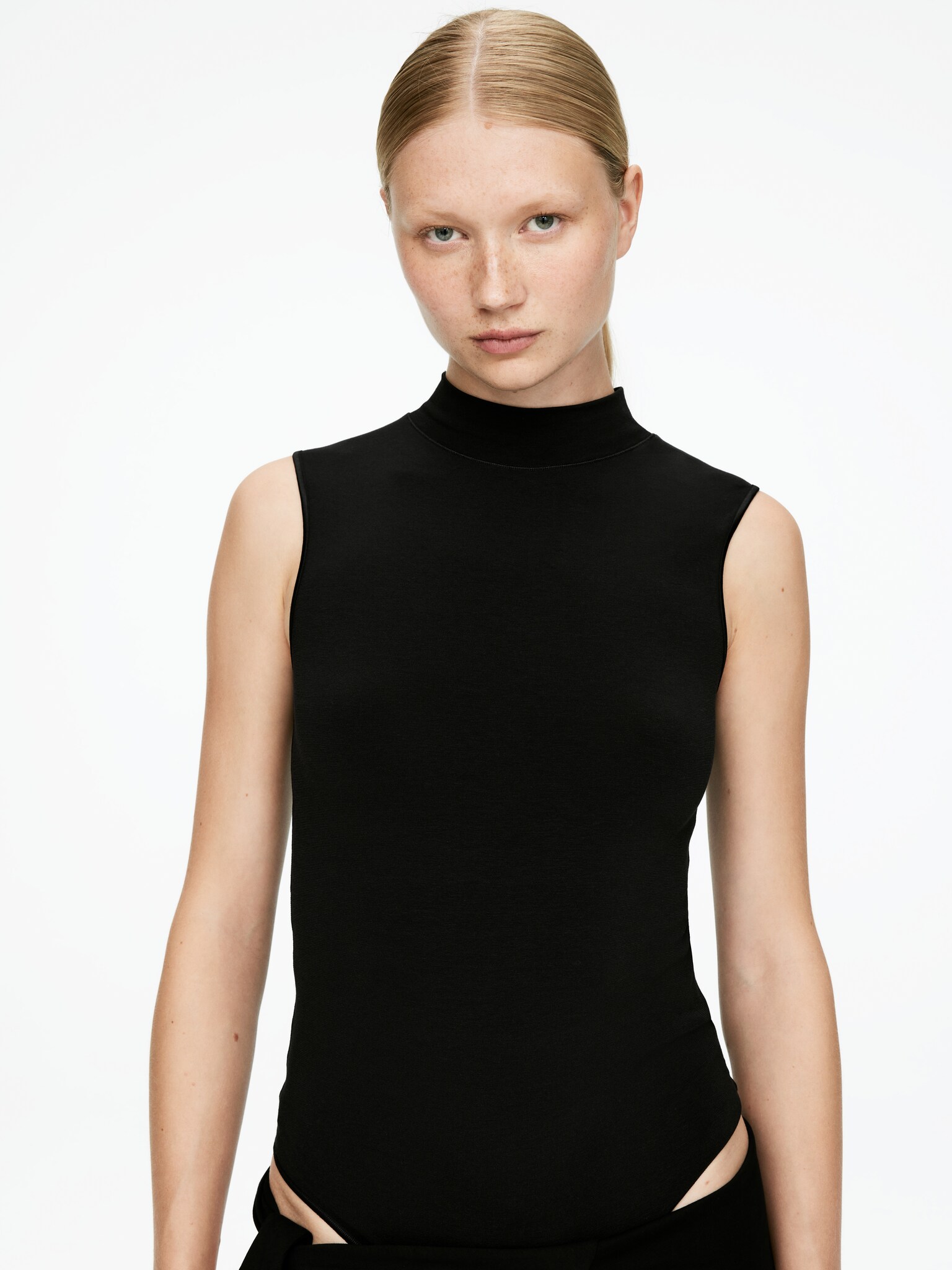 Ελαστικό Κορμάκι με Ψηλό Λαιμό - Μαύρο - 3