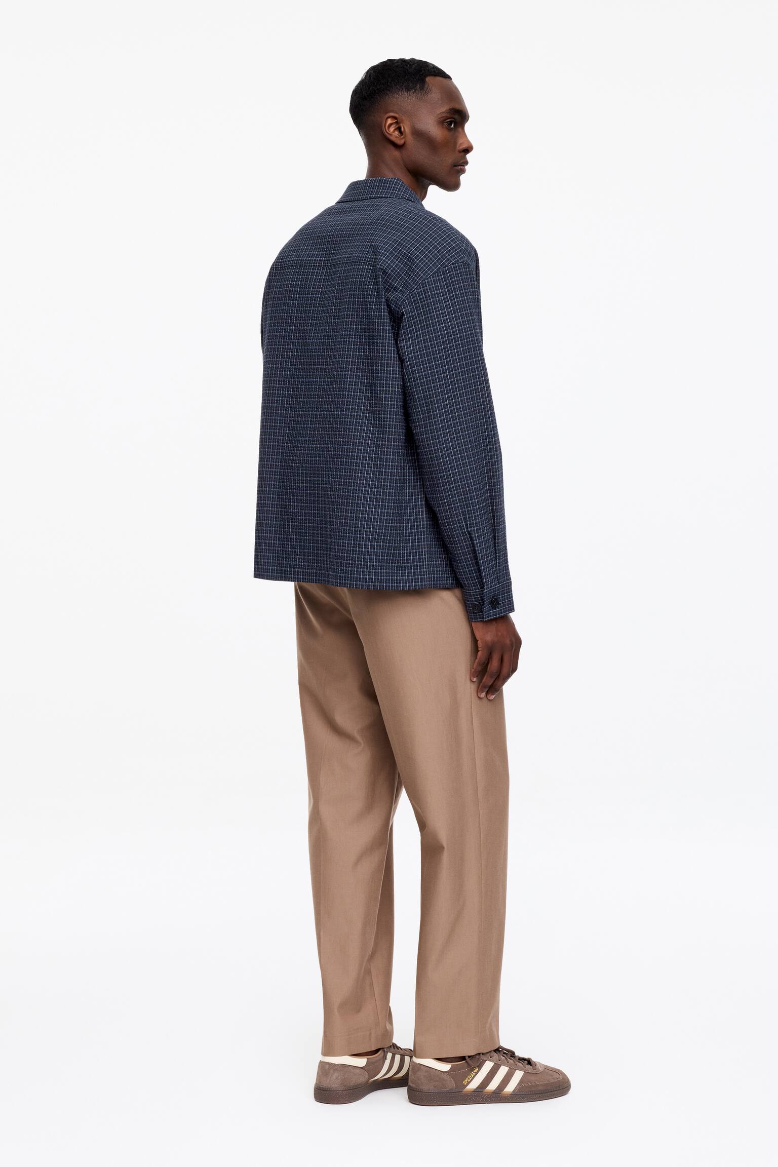 Chemise en crépon de coton - Bleu foncé/Carreaux - 6