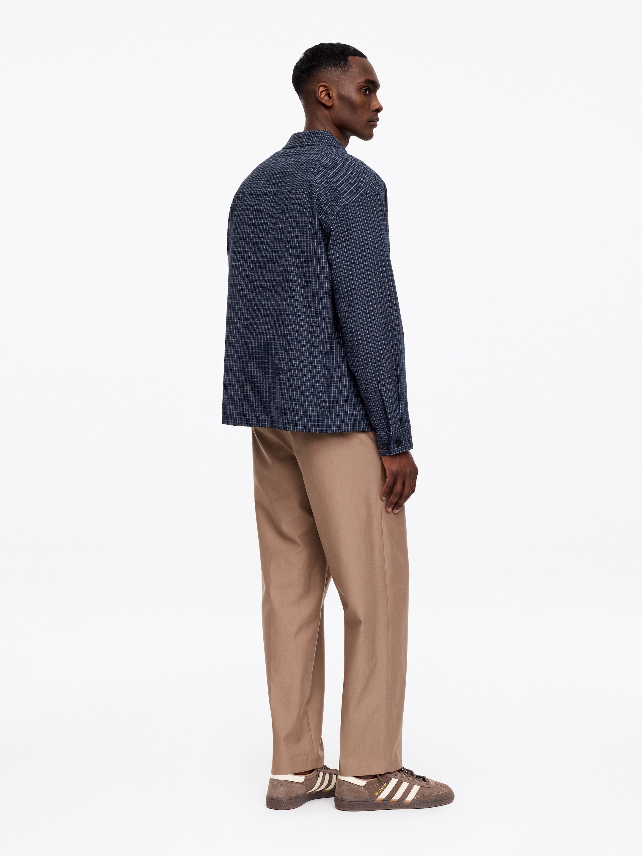 Relaxed Seersucker Shirt - Dark Blue/Checkered - Relaxed fit - Men - StillMedia/Lookbook - 4