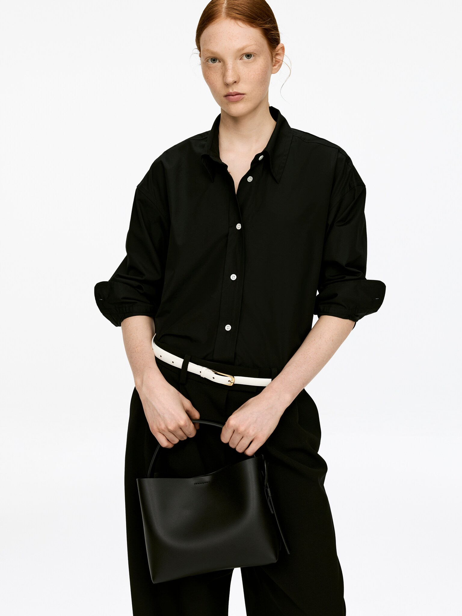 Leather Crossbody Bag - Black/Dark Brown