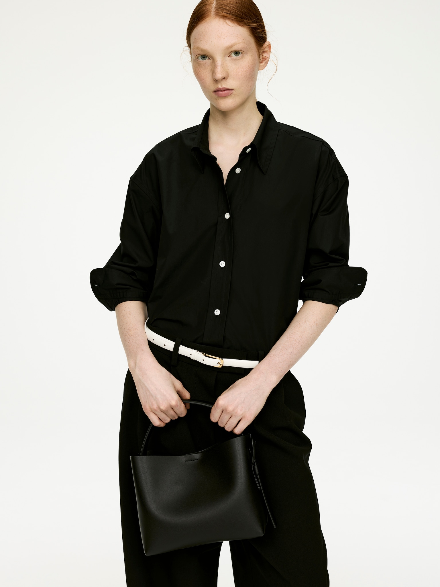 Bolso bandolera de piel - Negro