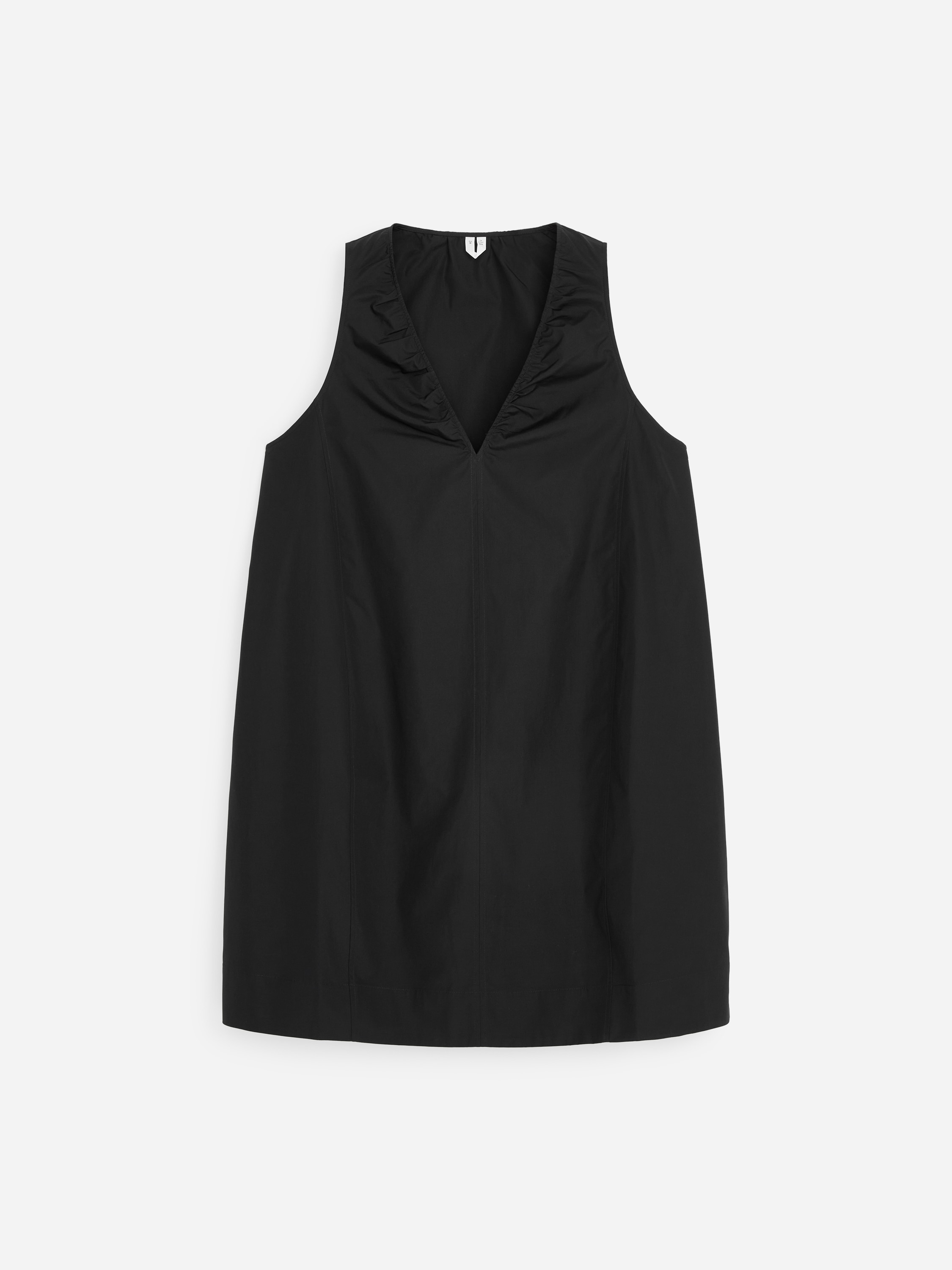 Robe à col en V froncé - Noir/Marron