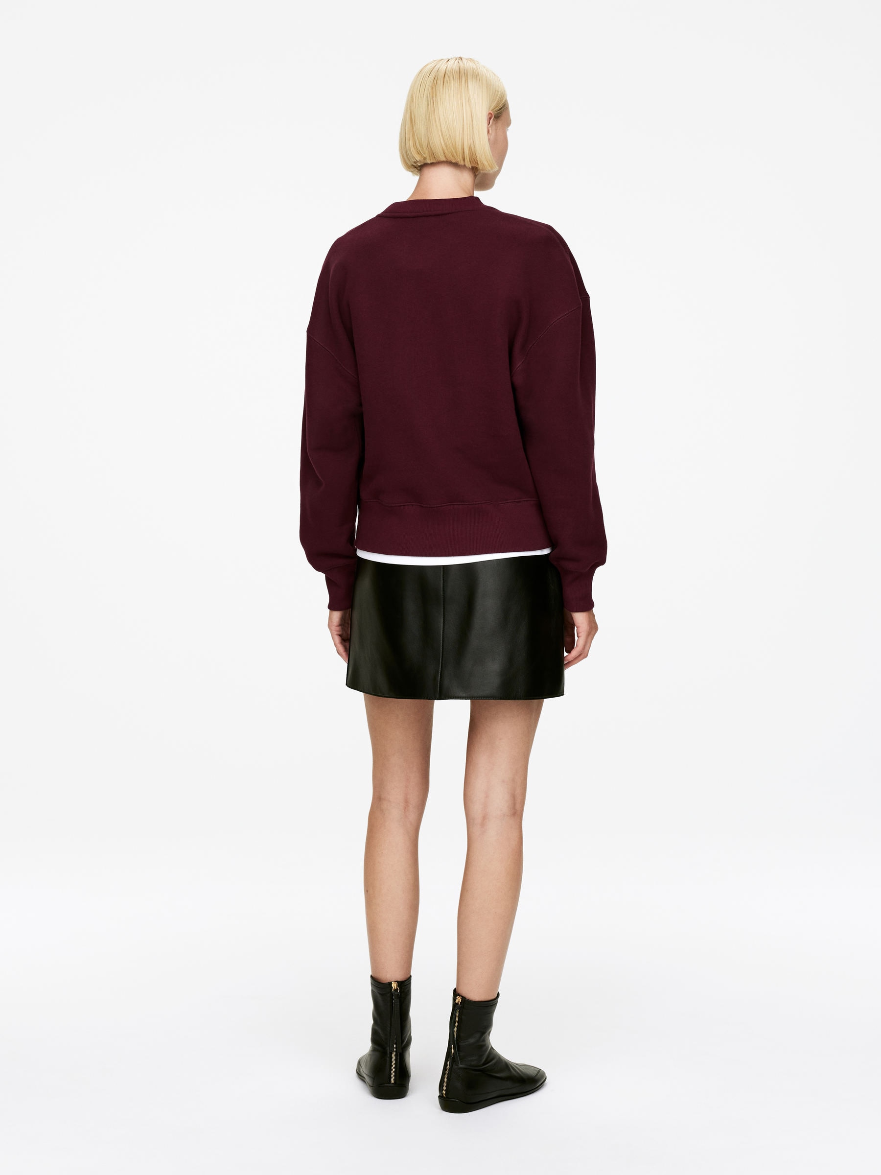 Sweat décontracté en tissu éponge - Rouge foncé - Relaxed fit - Femme - StillMedia/Lookbook - 3